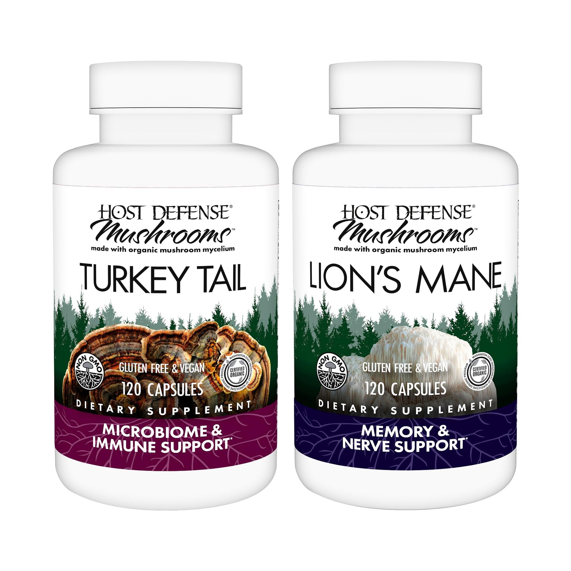 Host Defense Lion's Mane & Turkey Tail Capsules, Pack of 2