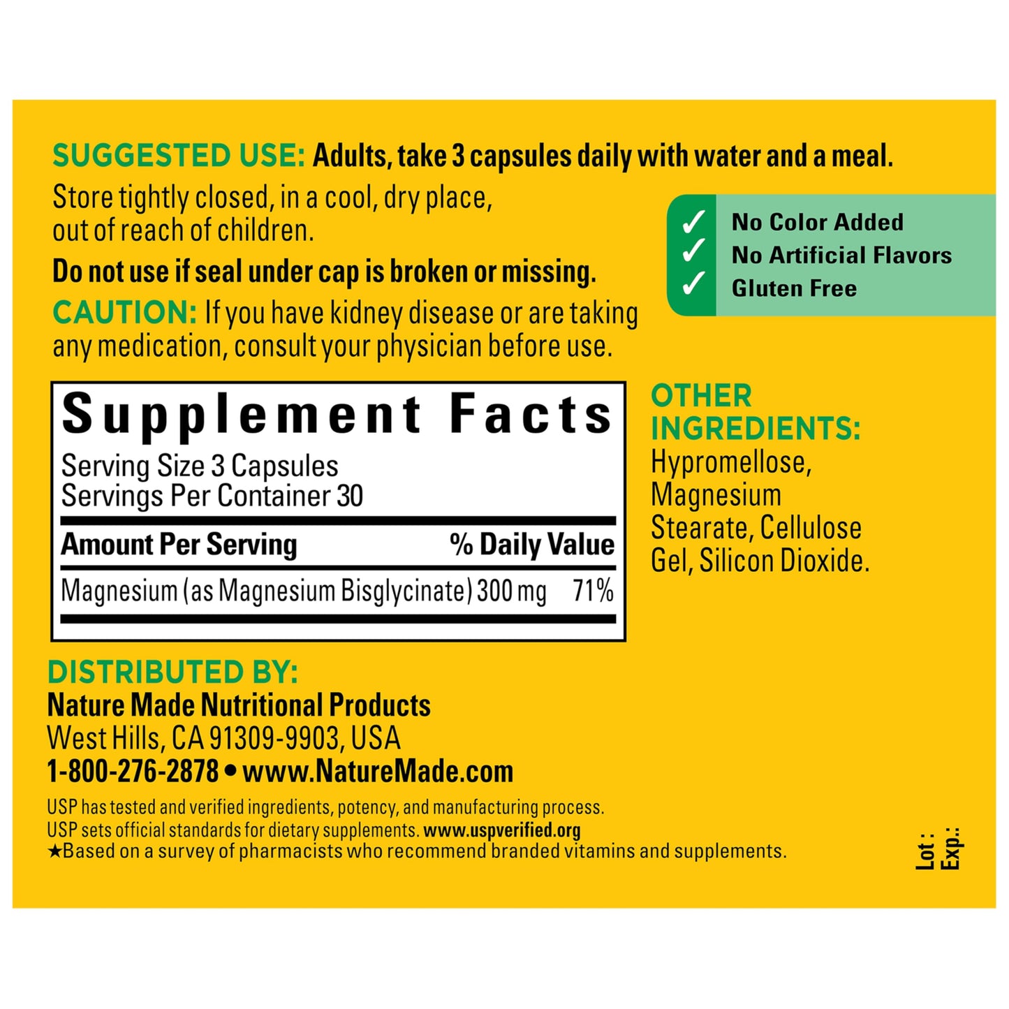 Nature Made High Absorption Magnesium Glycinate 300mg Capsule, 90 Count