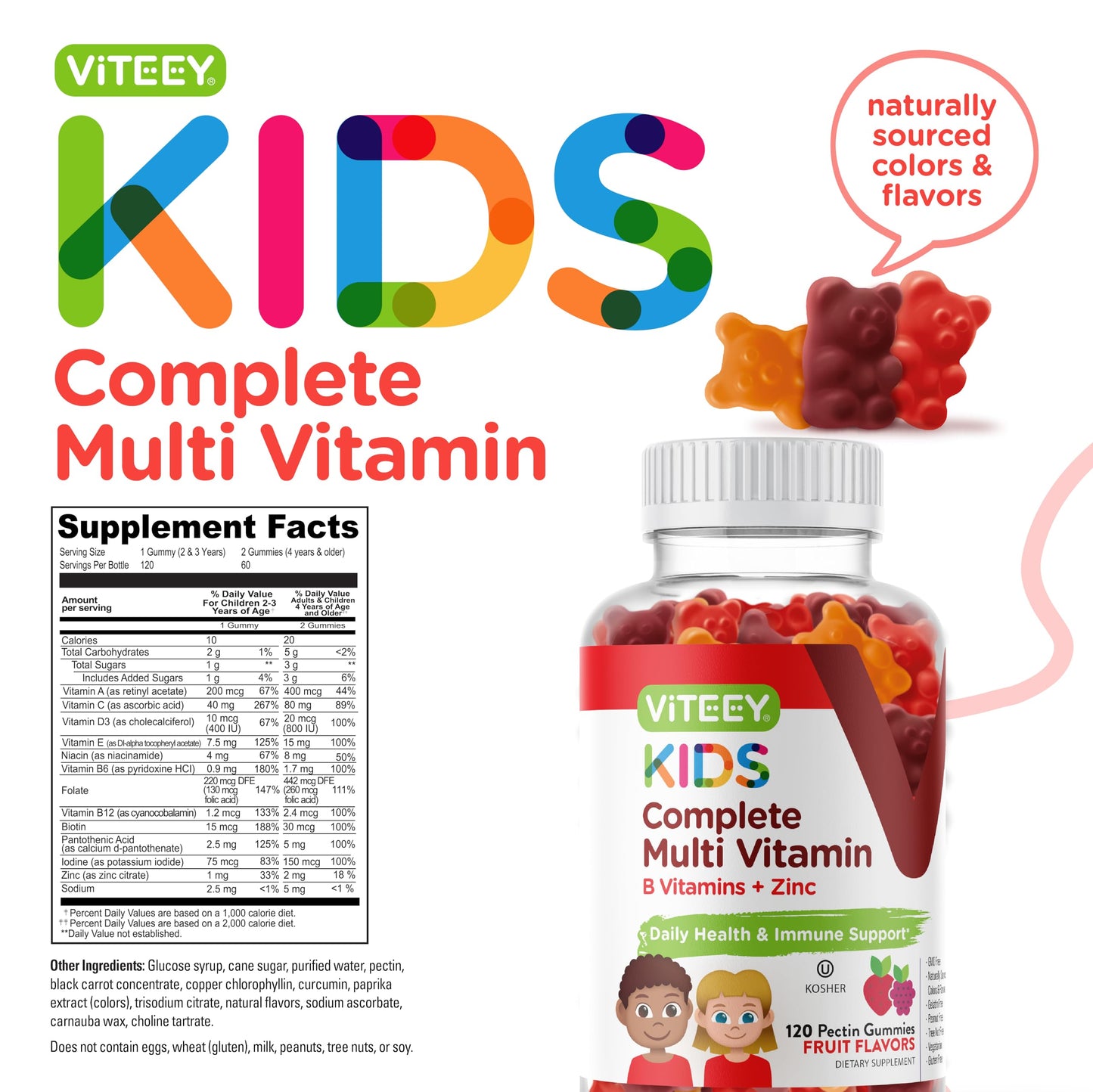 Viteey Kids Multivitamin Gummies 120 Count