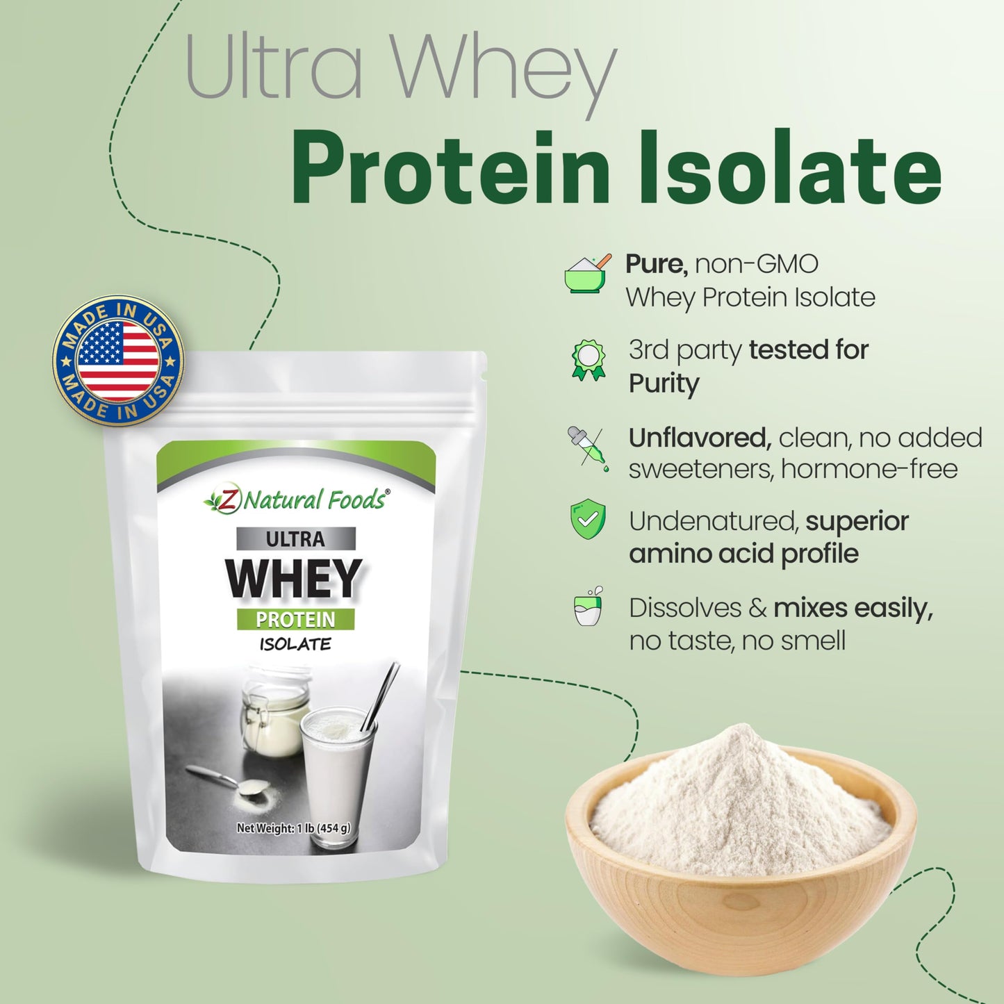 Z Natural Foods Ultra Whey Protein Isolate Powder 16 oz