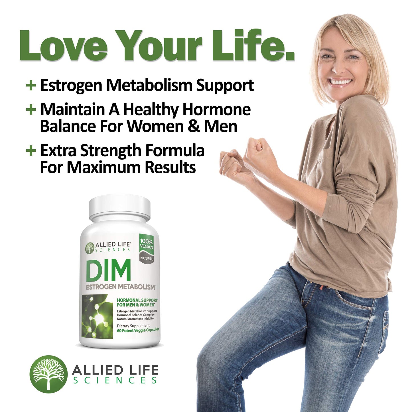 Allied Life Sciences DIM Diindolylmethane Plus Broccoli Seeds Extract Capsules, 60 Count