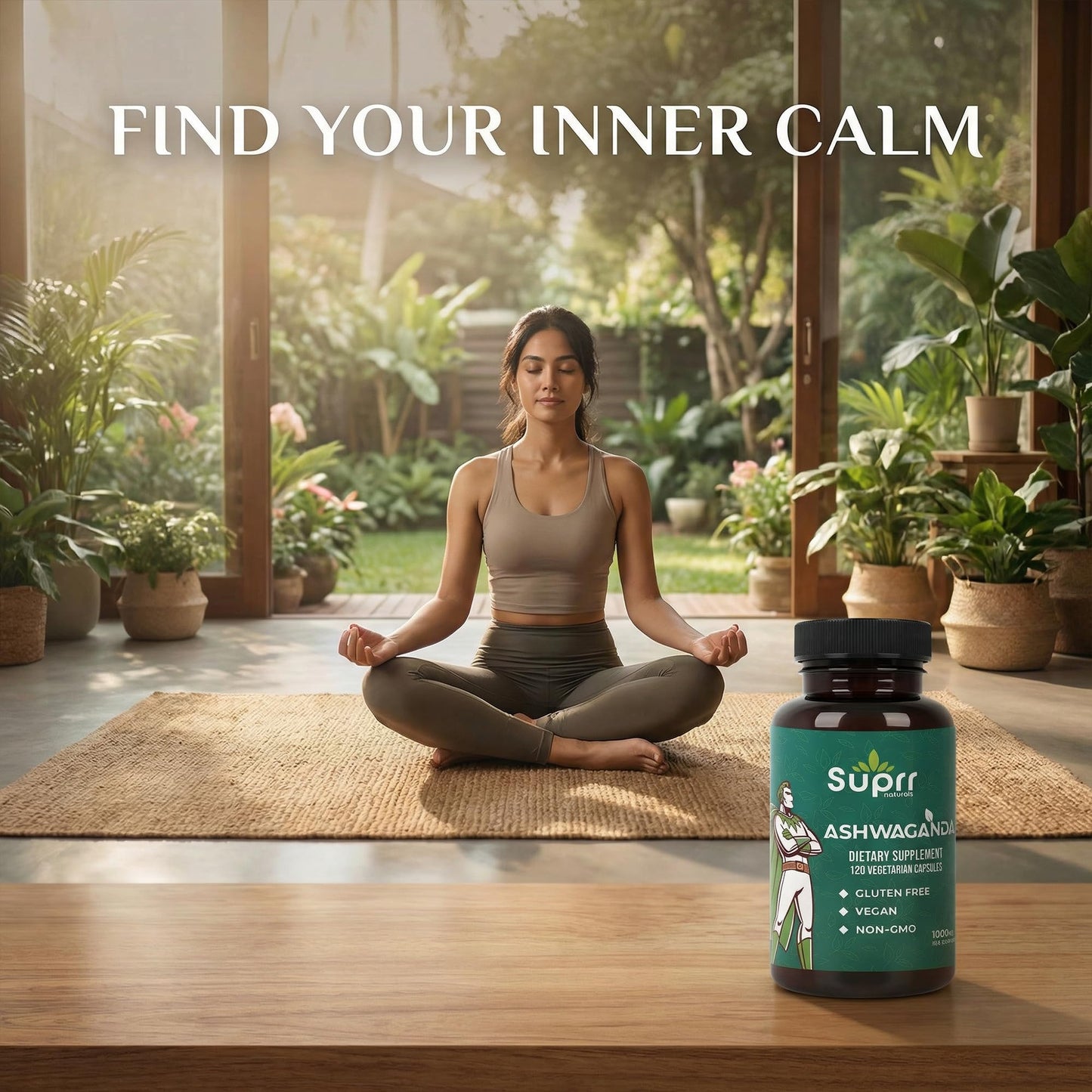 suprr naturals Ashwagandha 1000mg Supplement for Women & Men – Stress Relief, Energy & Mood Support – Cortisol Support Adaptogen – Focus & Calm Formula – Non-GMO, Gluten Free, 120 Capsules