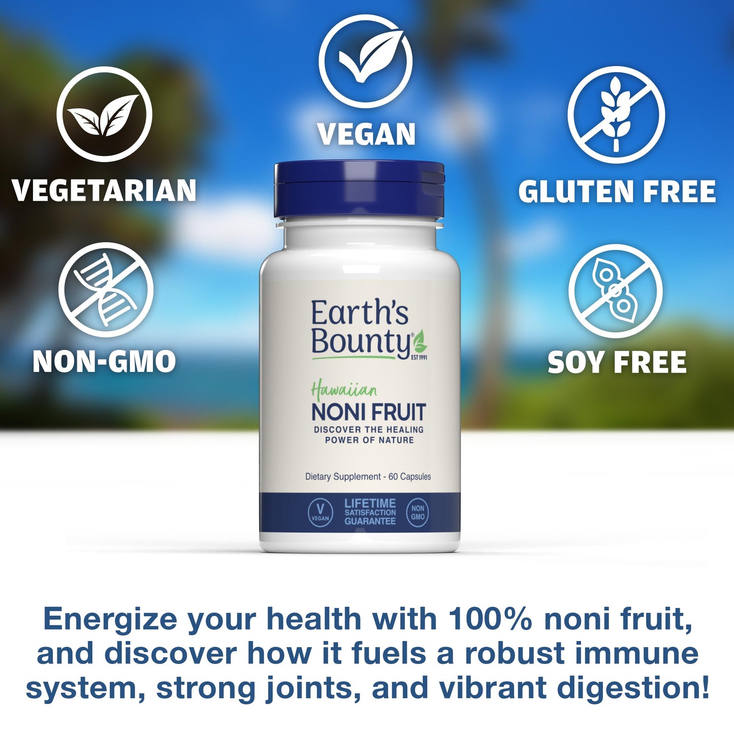 Earth's Bounty Hawaiian Noni Fruit Capsules, 60 Count