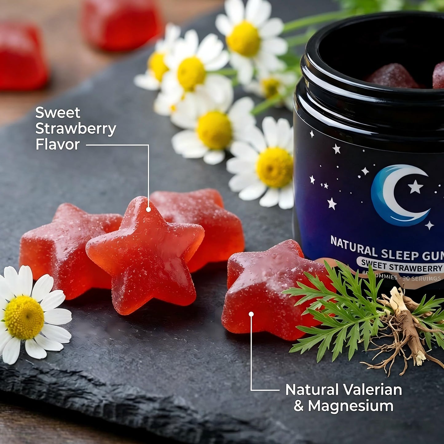 Eudaimona Natural Sleep Gummies for Adults - Melatonin Free - Sleep+ Gummies, 60 Count