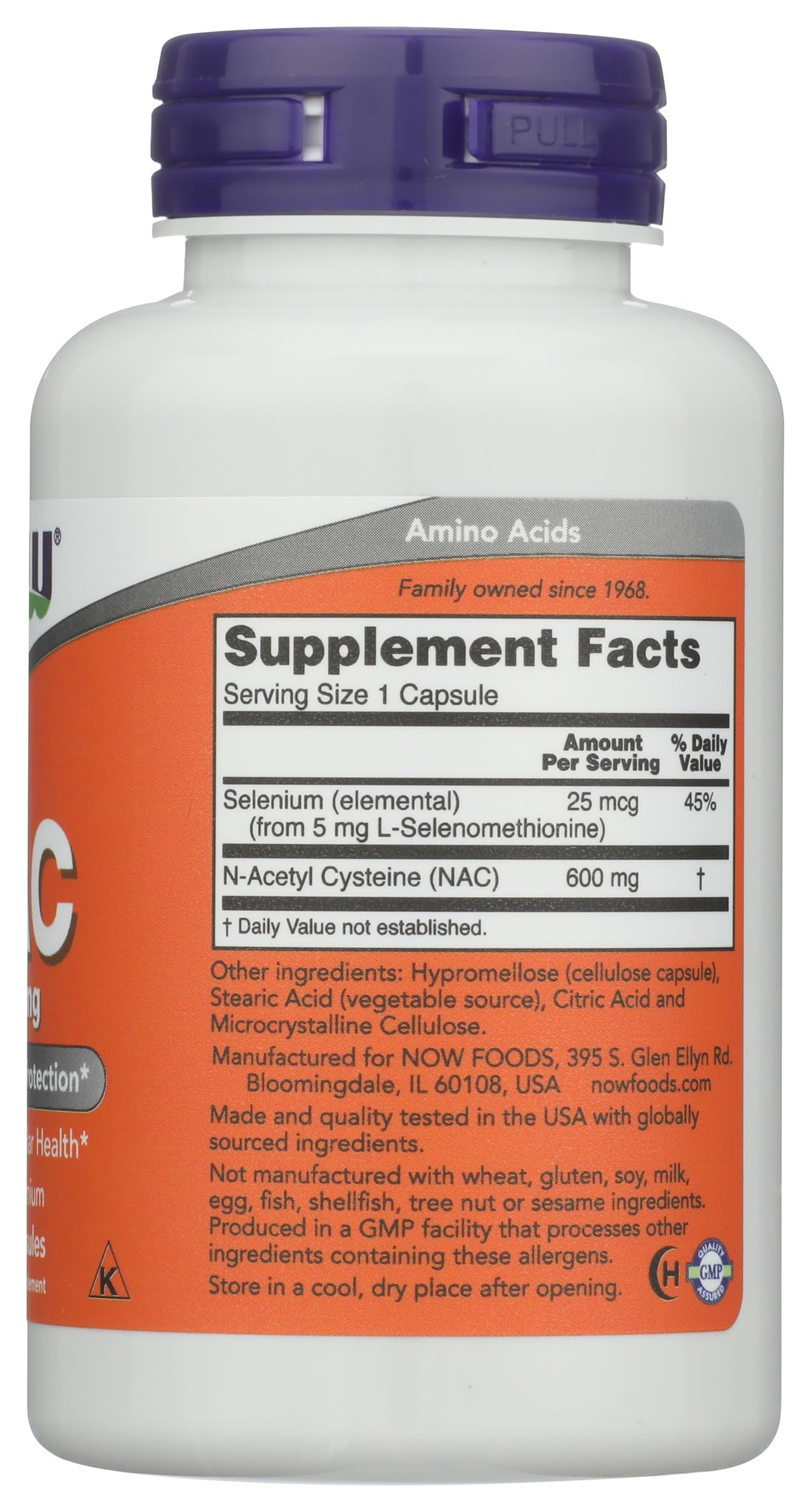 NOW Foods Nacacetyl Cysteine 600mg Capsules, 100 Capsules