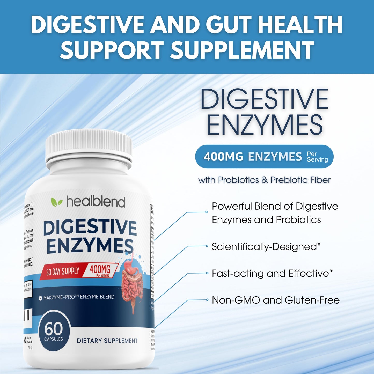 healblend Digestive Health Enzyme Blend Supplement Advanced Enzyme with Probiotics Capsule 1