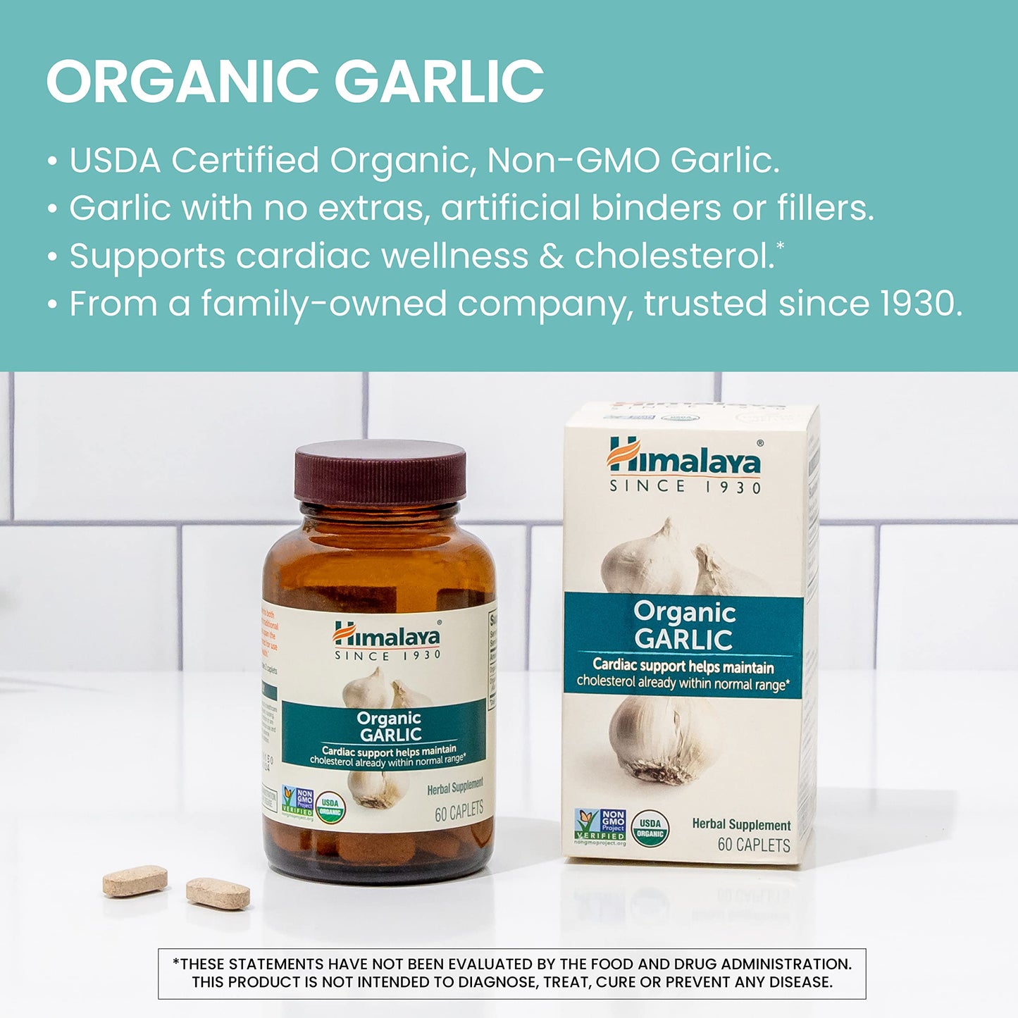 Himalaya USDA Organic Garlic Supplements Capsule 60 Count