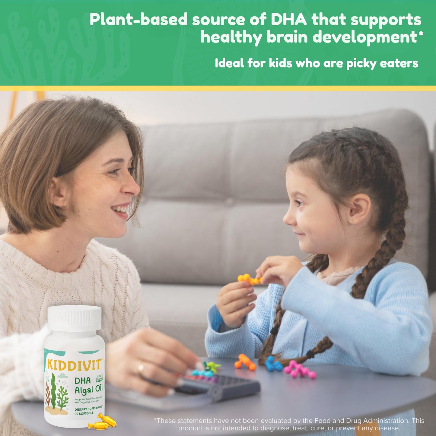 Kiddivit Algal Oil DHA Softgels for Kids 90 Softgels
