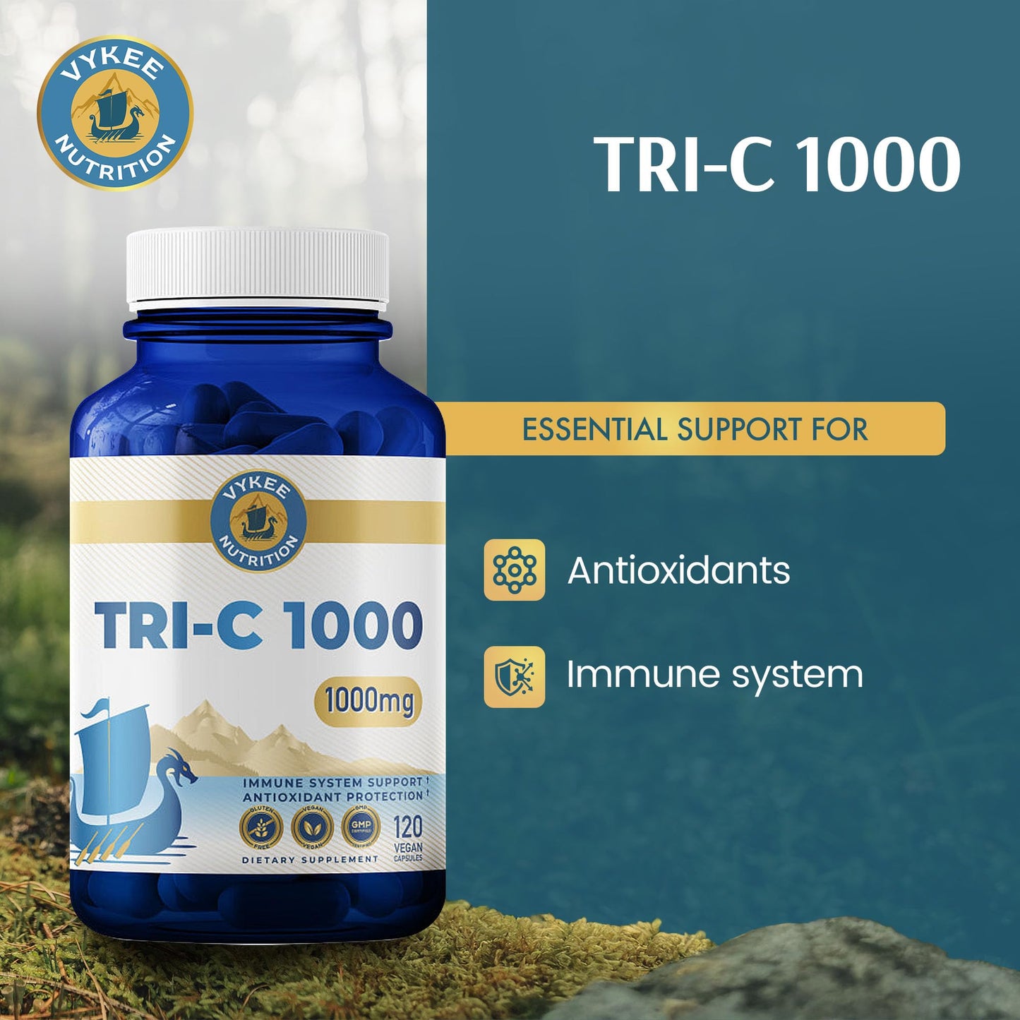 Vykee Nutrition Tri-C 1000 Triple-Source Vitamin C Complex Capsule 120 Count