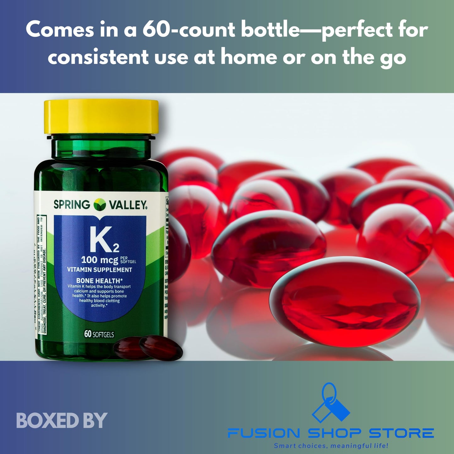 FUSION SHOP STORE Vitamin K2 100mcg Softgels 60 Count
