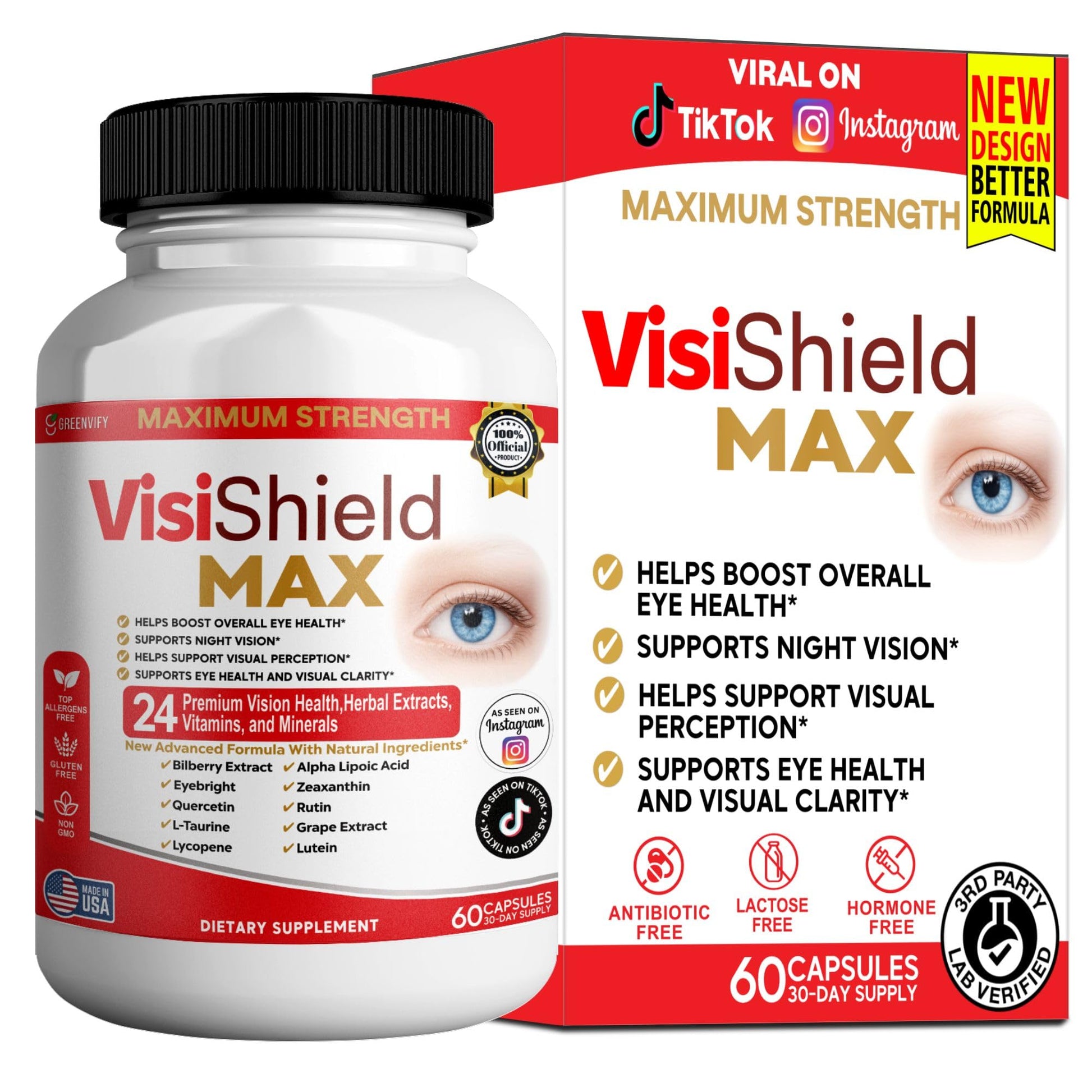 GREENVIFY VisiShield Max Eye Health Supplement, 60 Capsules