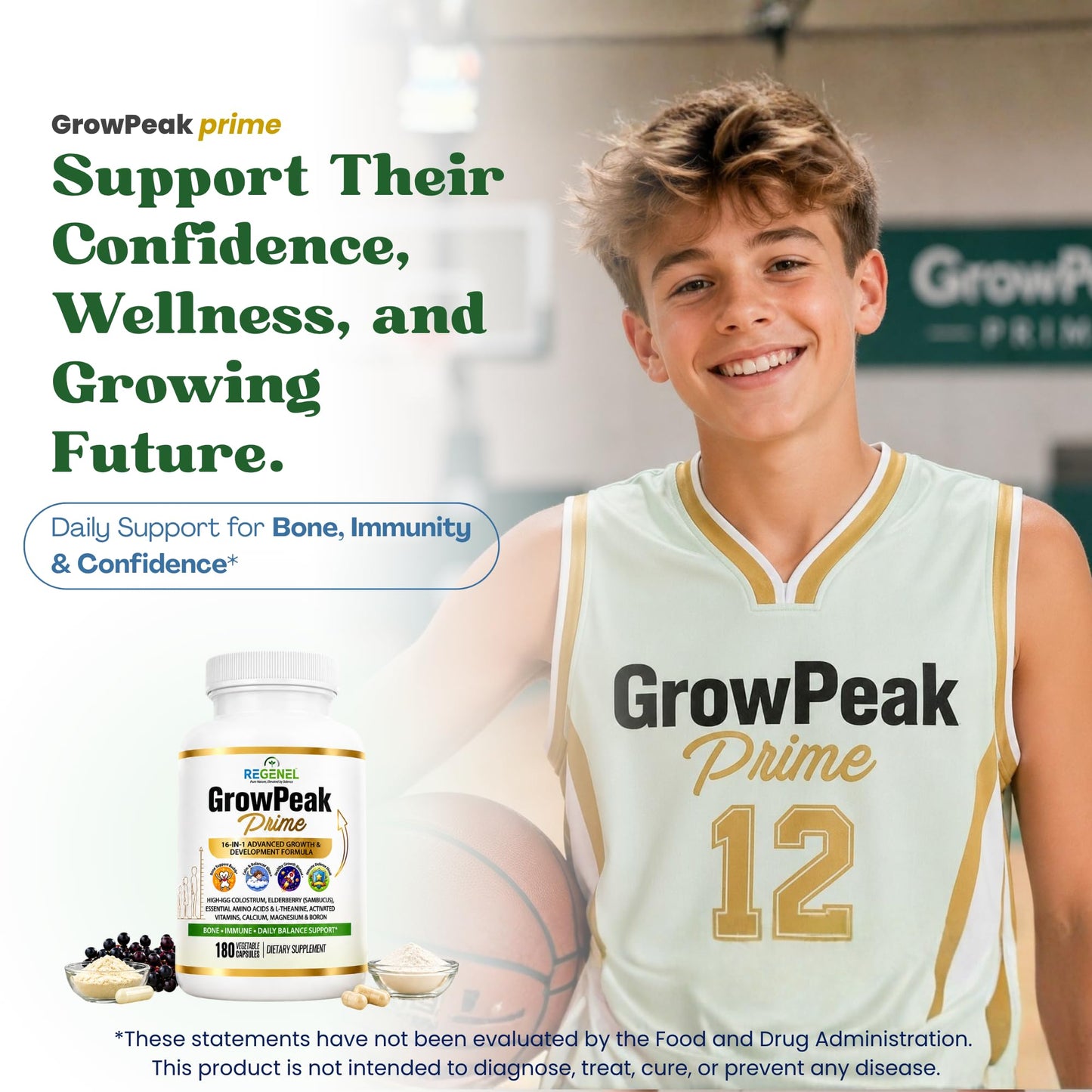 REGENEL GrowPeak Prime 16-in-1 Kids & Teens Growing Years Formula Capsule 180 Count