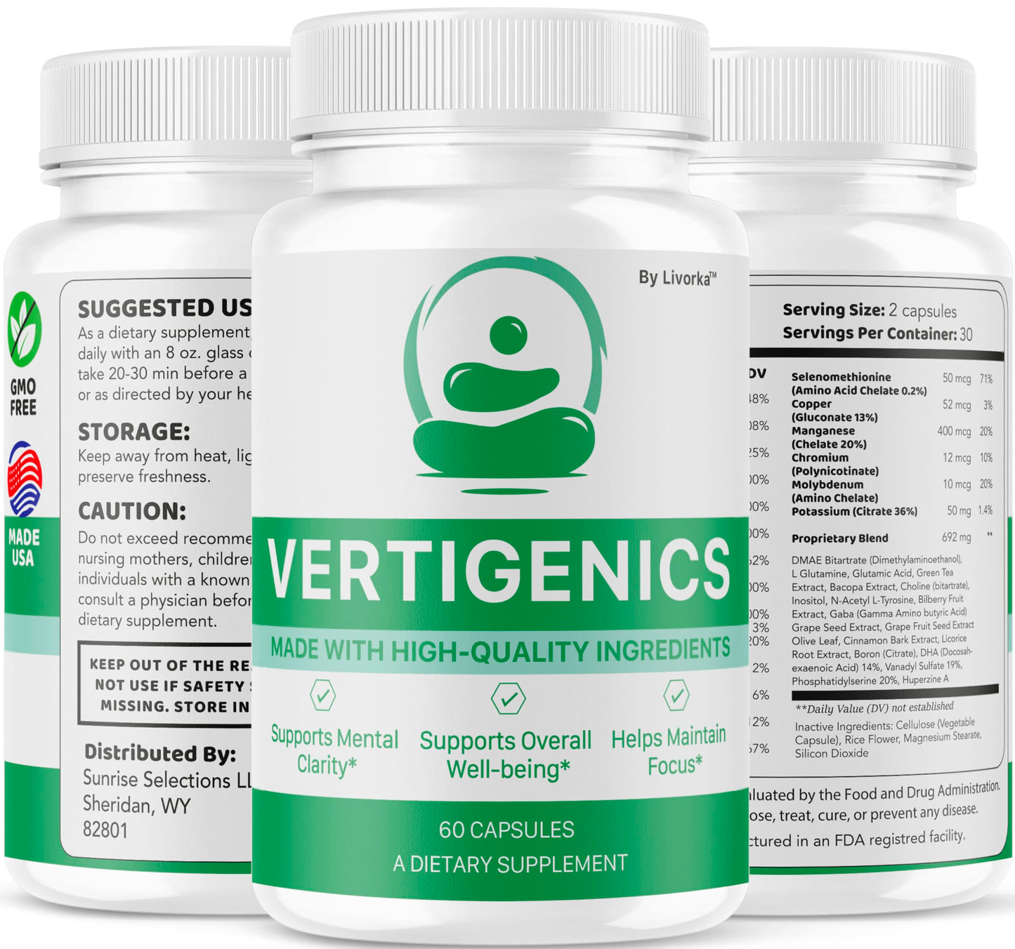 LIVORKA Vertigenics Advanced Formula Brain Health Support 120 Capsules