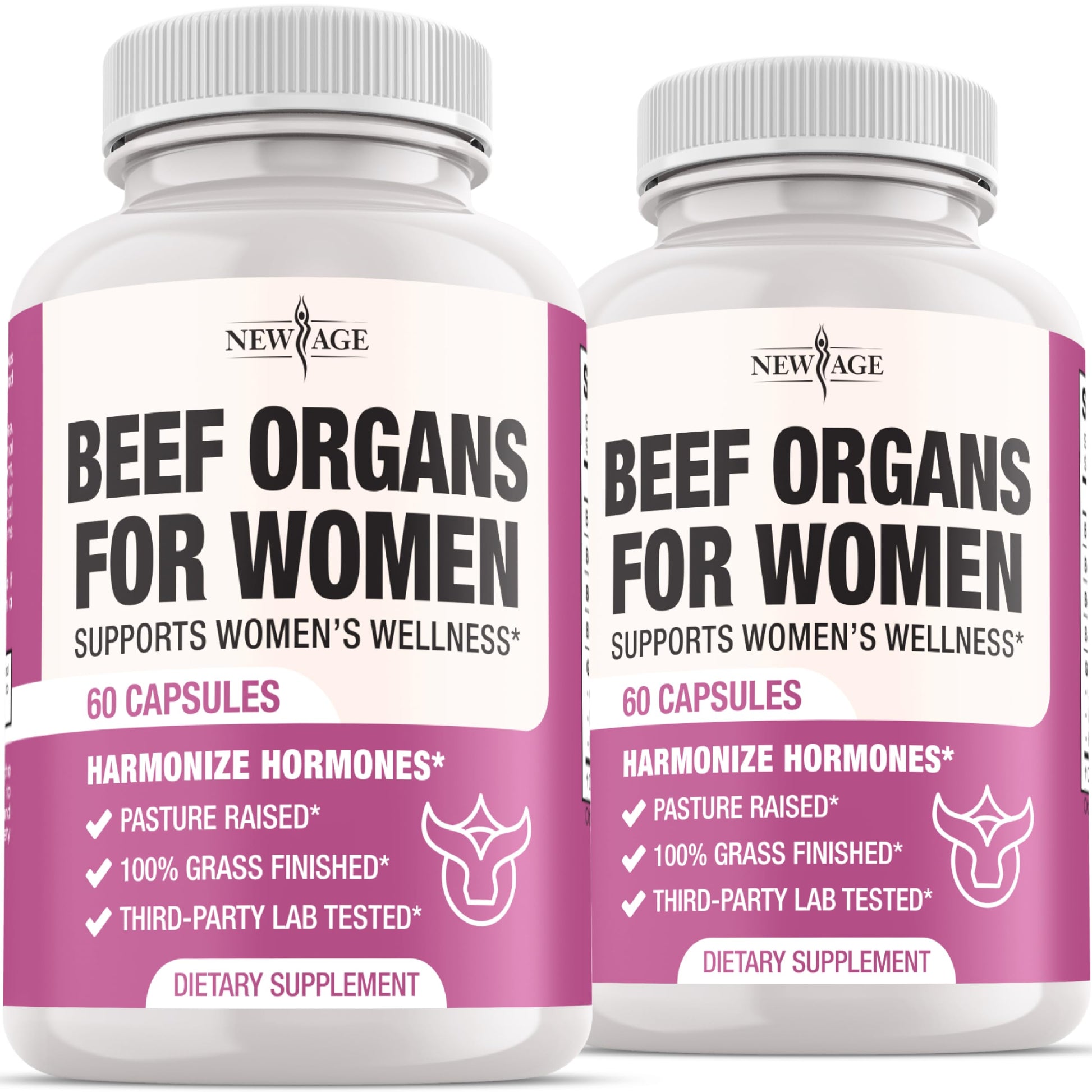 NEW AGE Beef Organ Supplement for Women - Beef Liver, Kidney, Heart & Uterus Tissue, 120 Capsules