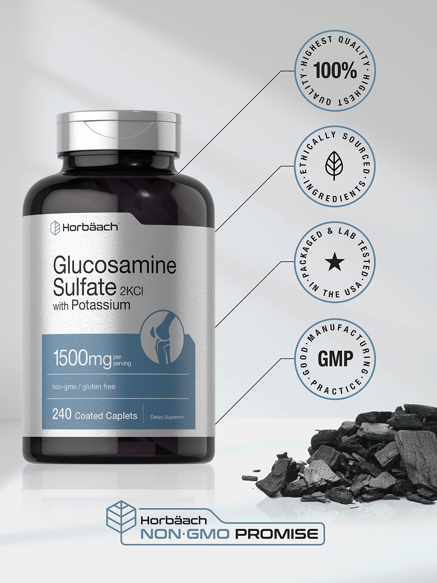 Horbäach Glucosamine Sulfate 1500mg Caplets 240