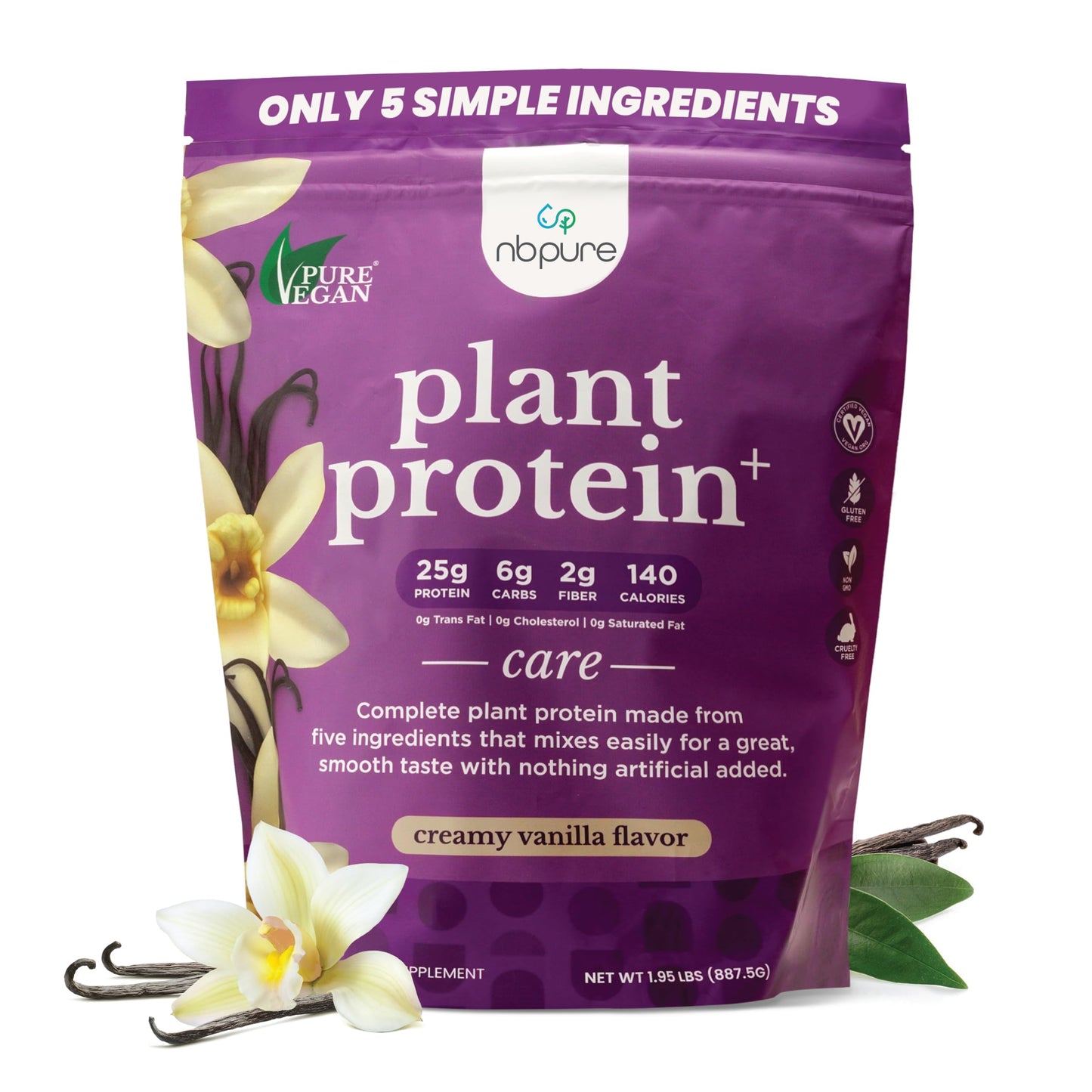 nbpure Plant Protein+ Vegan Pea Protein Powder Vanilla 29.5 Servings
