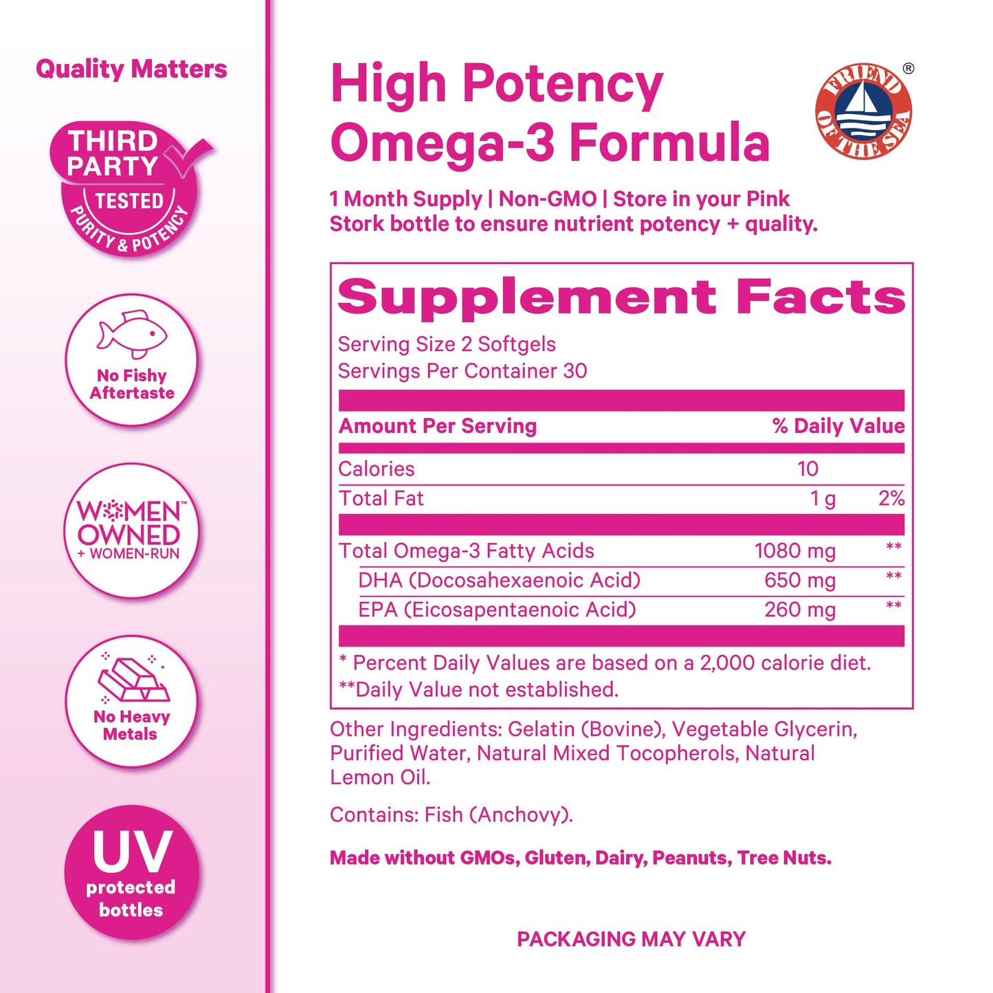 Pink Stork Omega 3 Fish Oil Softgel, 60 Softgels