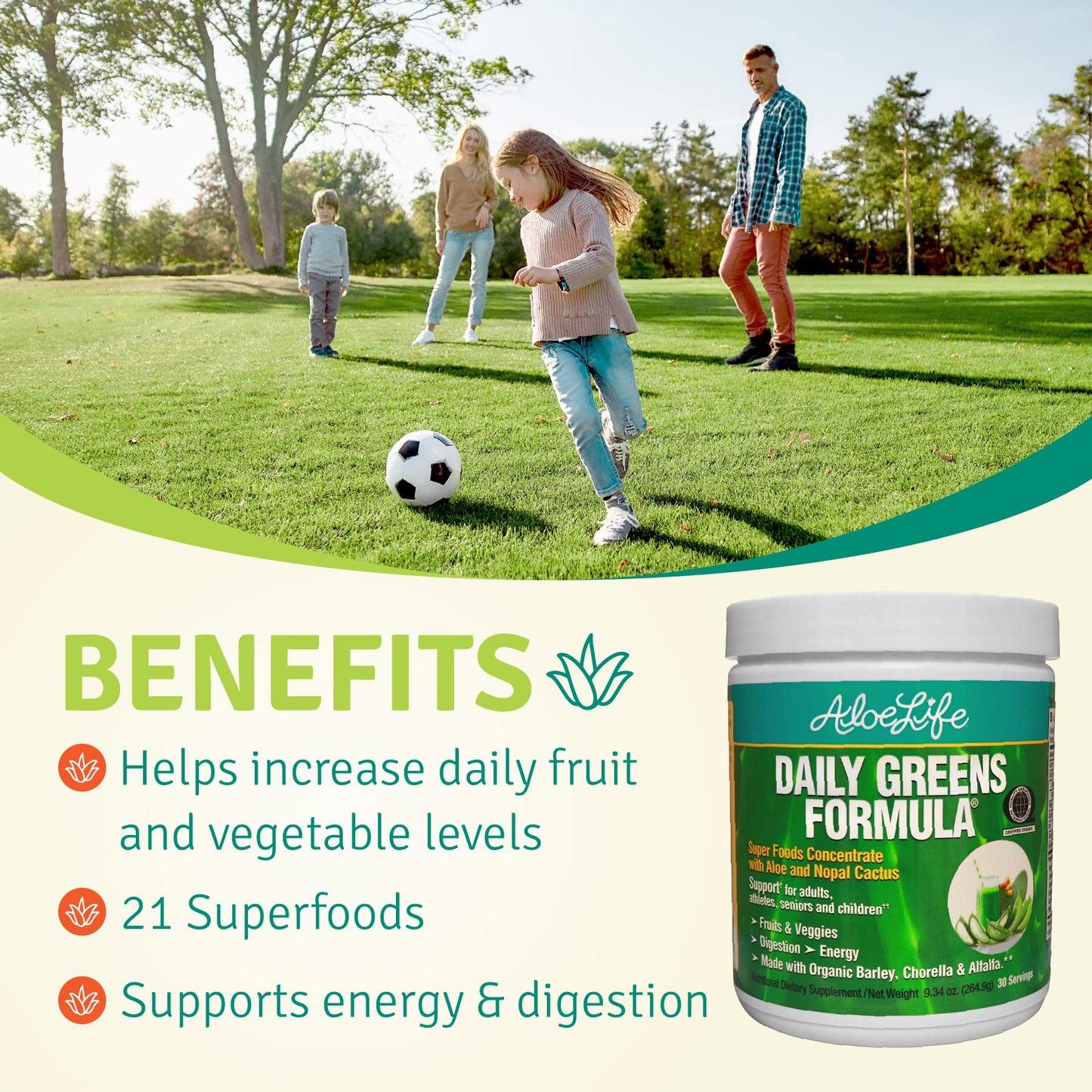 Aloe Life Daily Greens Powder 30 Servings