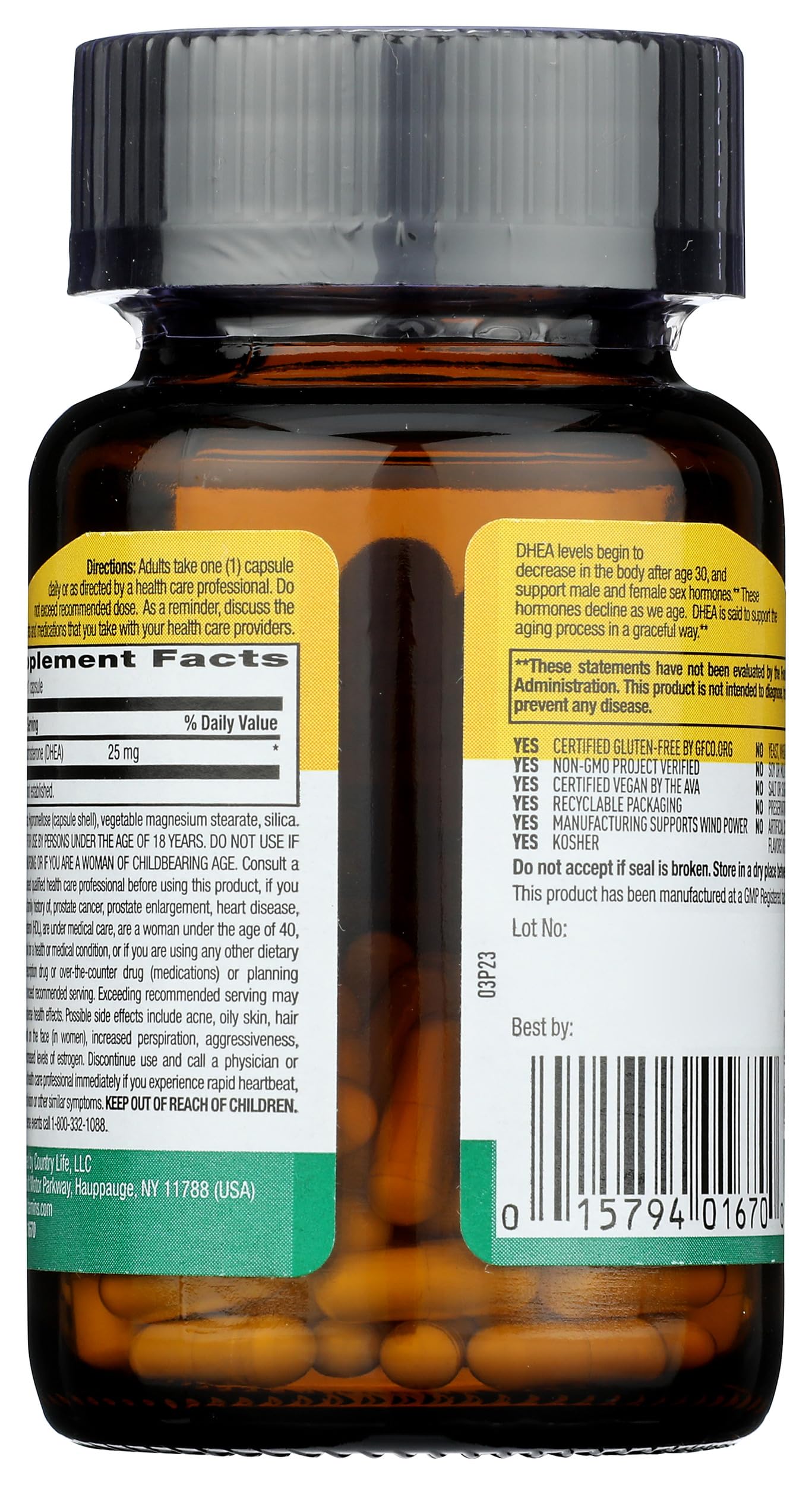 Country Life DHEA 25 mg Capsule 90 Count