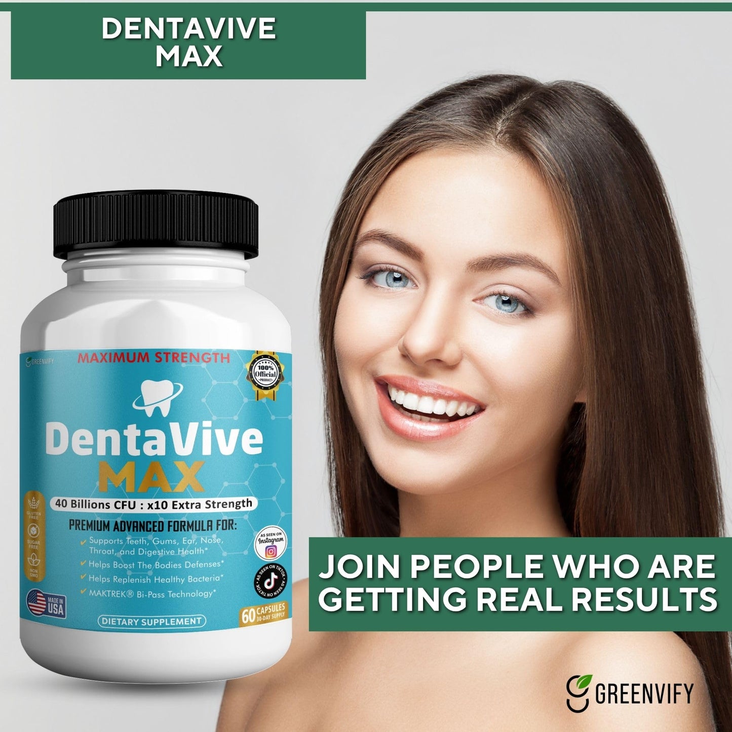 GREENVIFY DentaVive Max Probiotic Supplement Capsule, 60 Capsules
