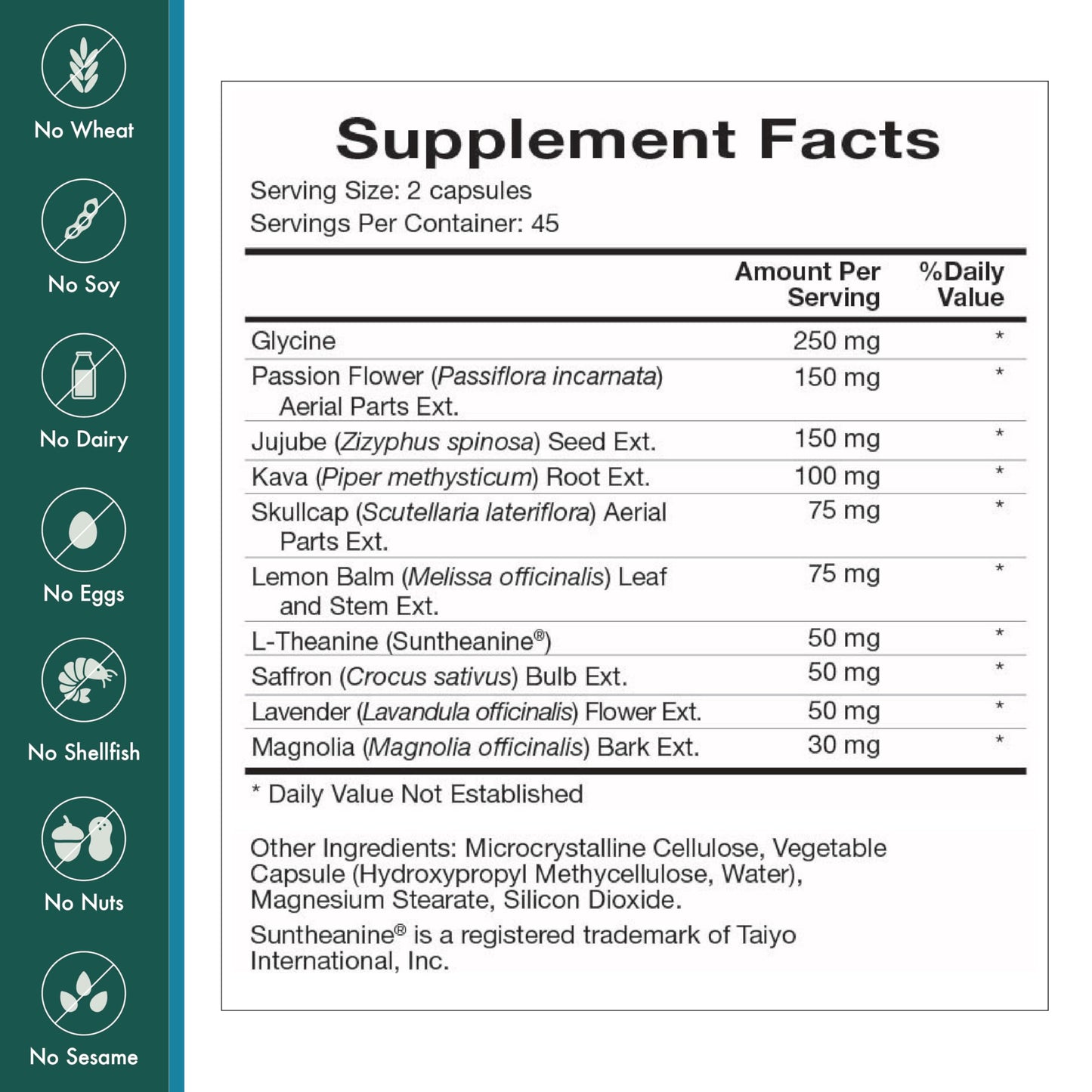 Natura Health Products Tranquility L-Theanine & Kava Relaxation Blend Capsules 90 Count