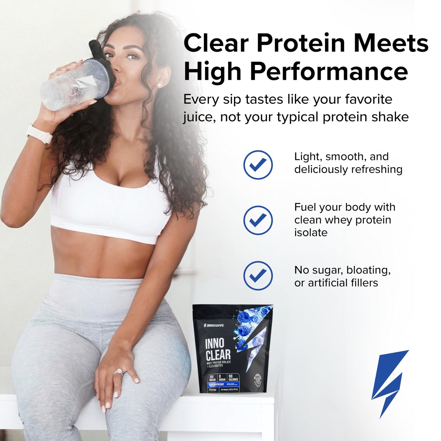 InnoSupps Inno Clear Whey Protein Powder 1.24 Pound (Pack of 1) Blue Raspberry