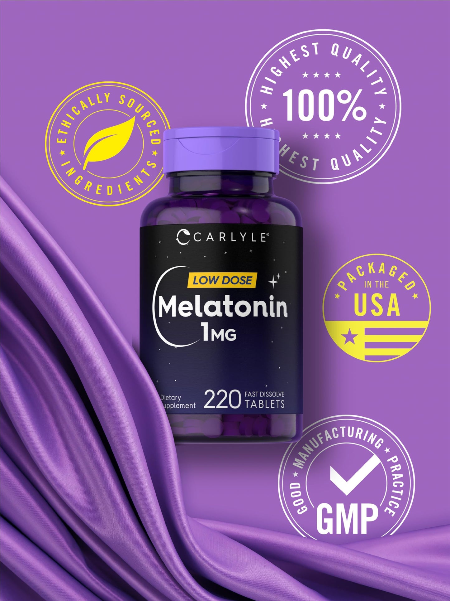 Carlyle Melatonin 1 mg Tablet Fast Dissolve 220 Tablets