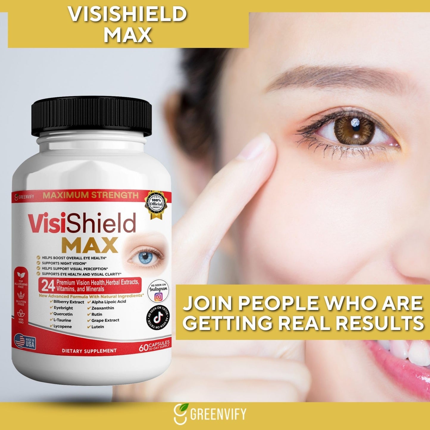 GREENVIFY VisiShield Max Eye Health Supplement Capsule, 60 Capsules