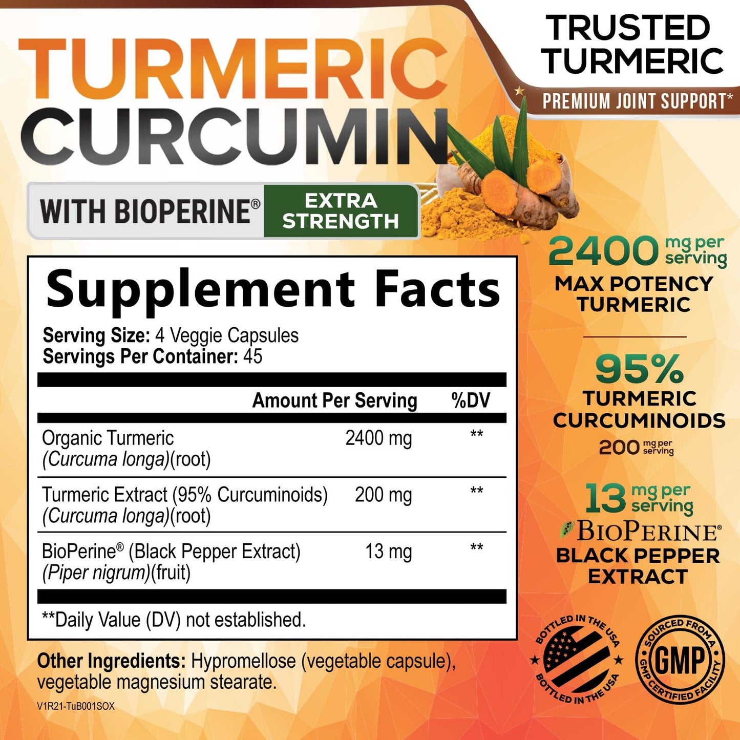 Nature's Nutrition Turmeric Curcumin Supplement 180 Capsules