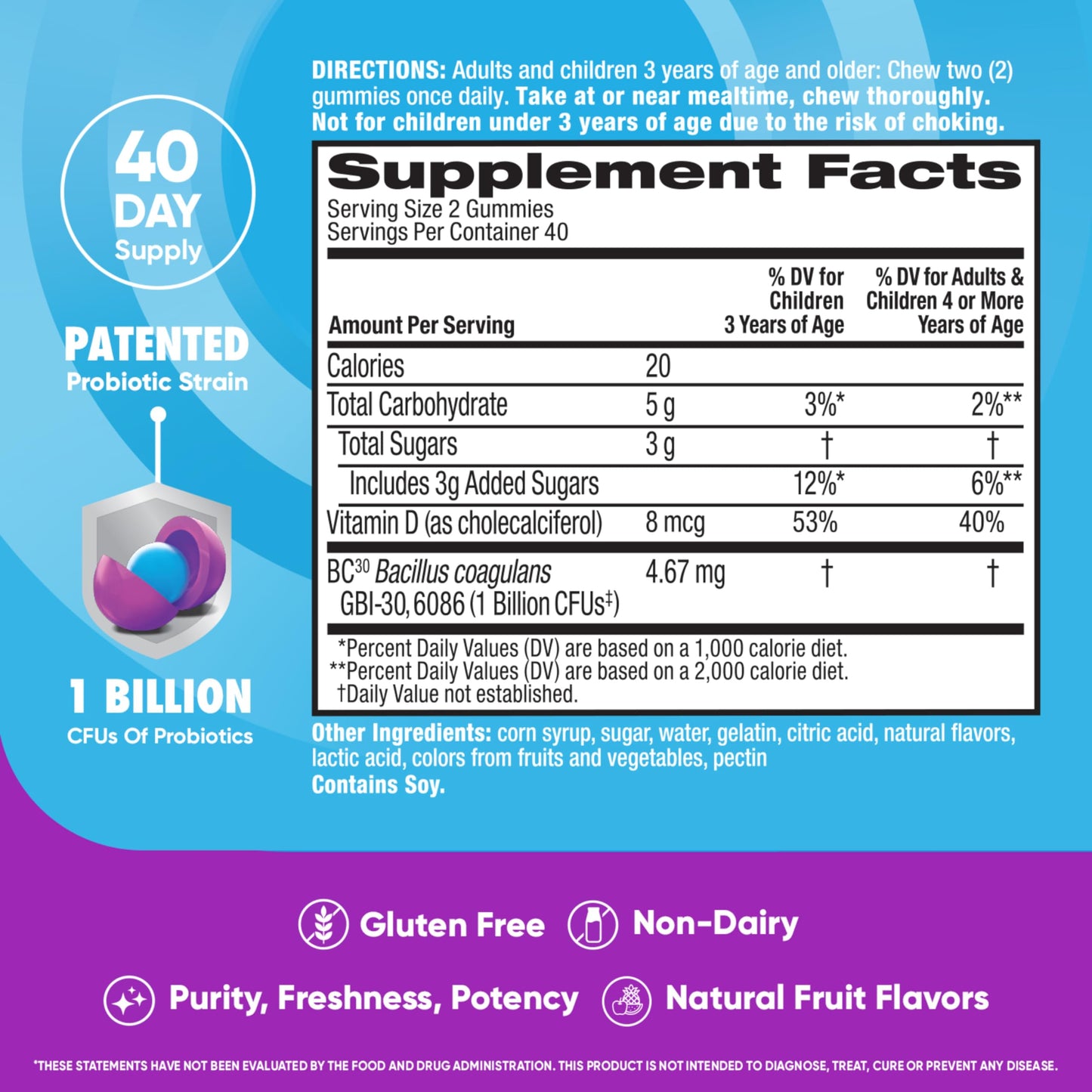 Digestive Advantage Probiotic Gummies for Digestive Health 80 Count