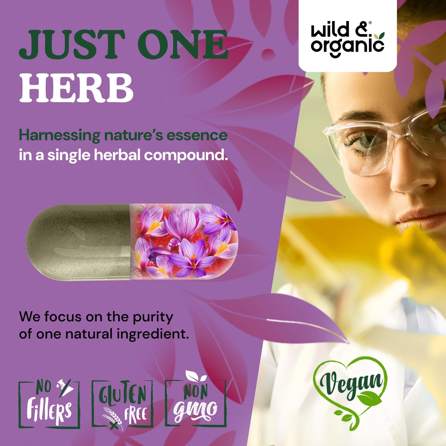 Wild & Organic Saffron Extract Capsules 88.5 mg 90 Count