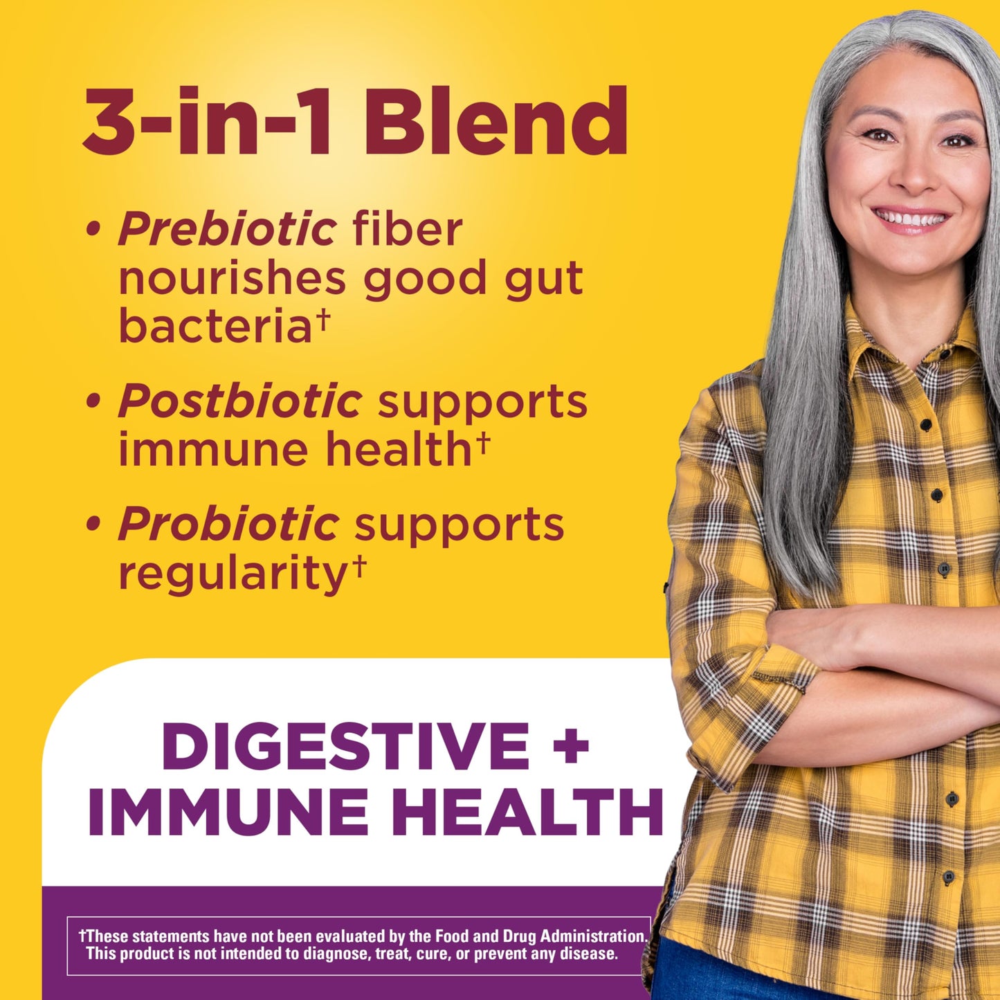 Nature Made Triple-Action Biotics Prebiotic Fiber Gummies, 100 Gummies