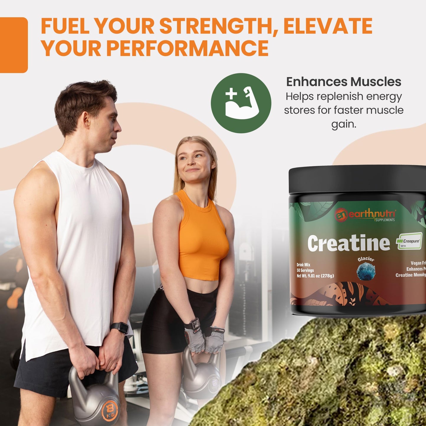 EarthNutri Creatine Monohydrate Powder 50 Servings