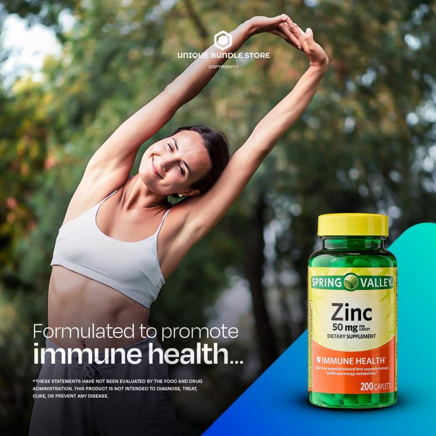 Unique Bundle Store Zinc 50mg Caplets 200 Count