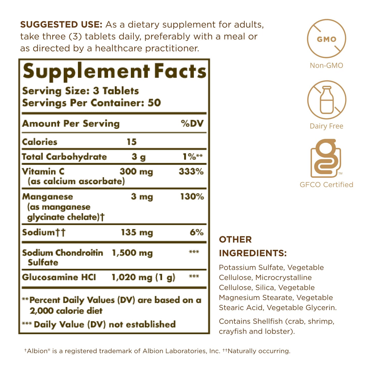 Solgar Extra Strength Glucosamine Chondroitin Complex 150 Tablets