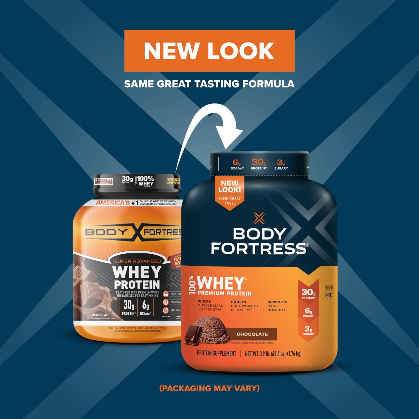 Body Fortress 100% Whey Protein Powder, Vanilla & Chocolate, 3.9 lbs