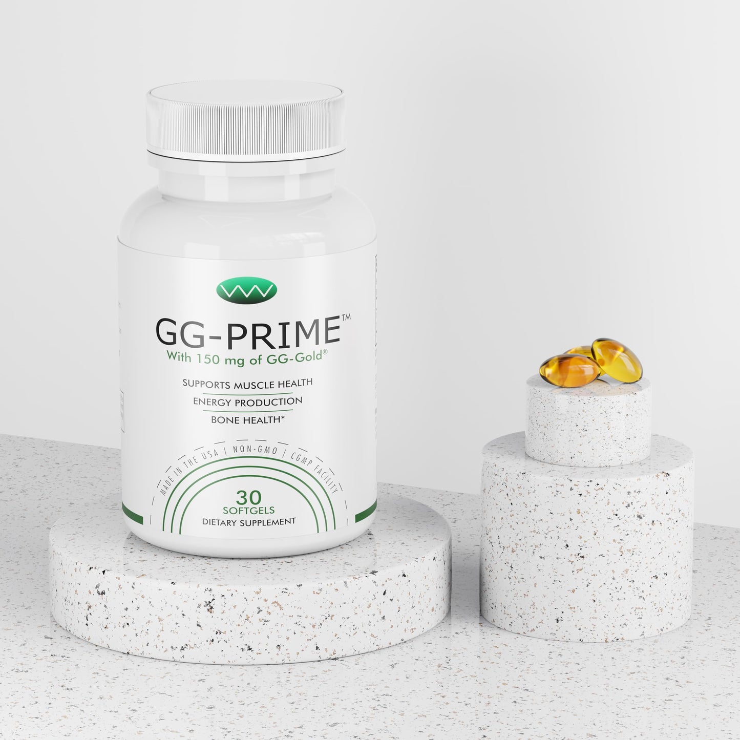 GG-PRIME Geranylgeraniol Supplement – 150 mg GG-Gold from Annatto – Supports CoQ10 Production, Muscle & Bone Health – 30 Softgels