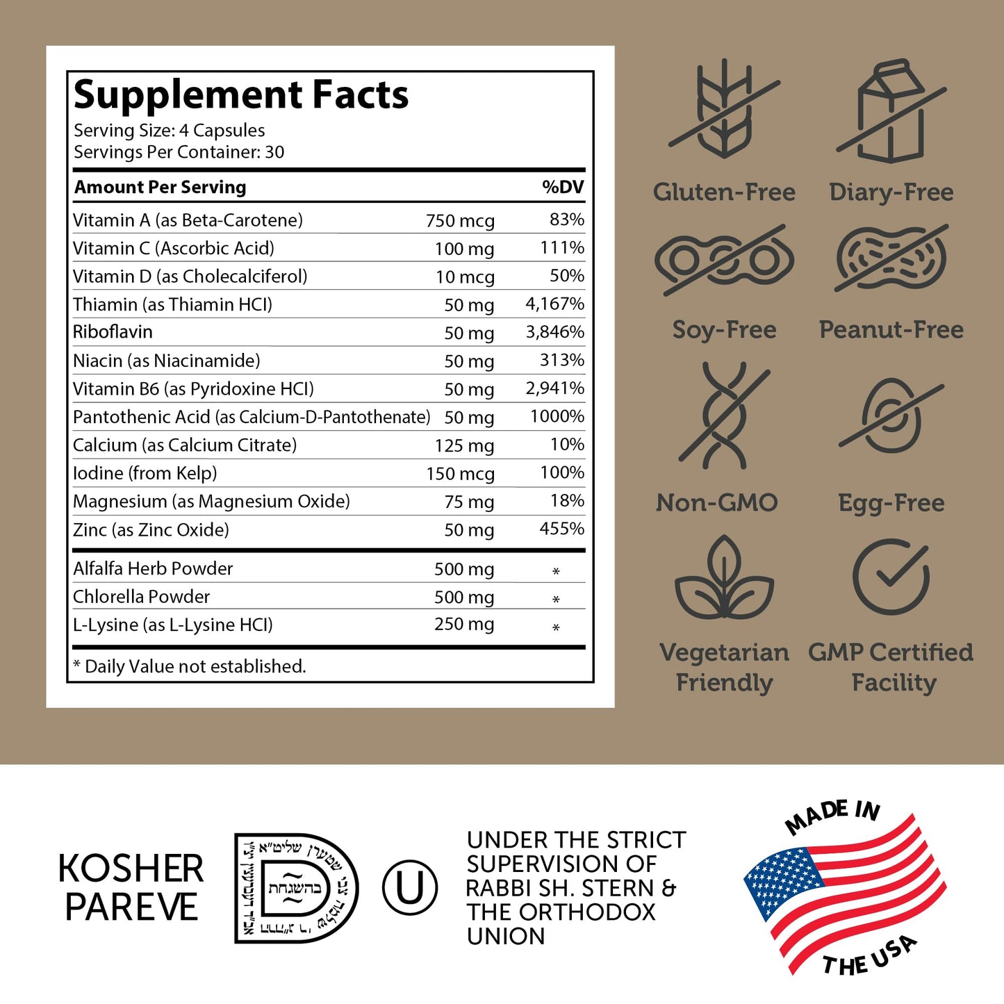 Zahler Height Factor Healthy Growth Support Vitamin & Mineral Capsules, 120 Count