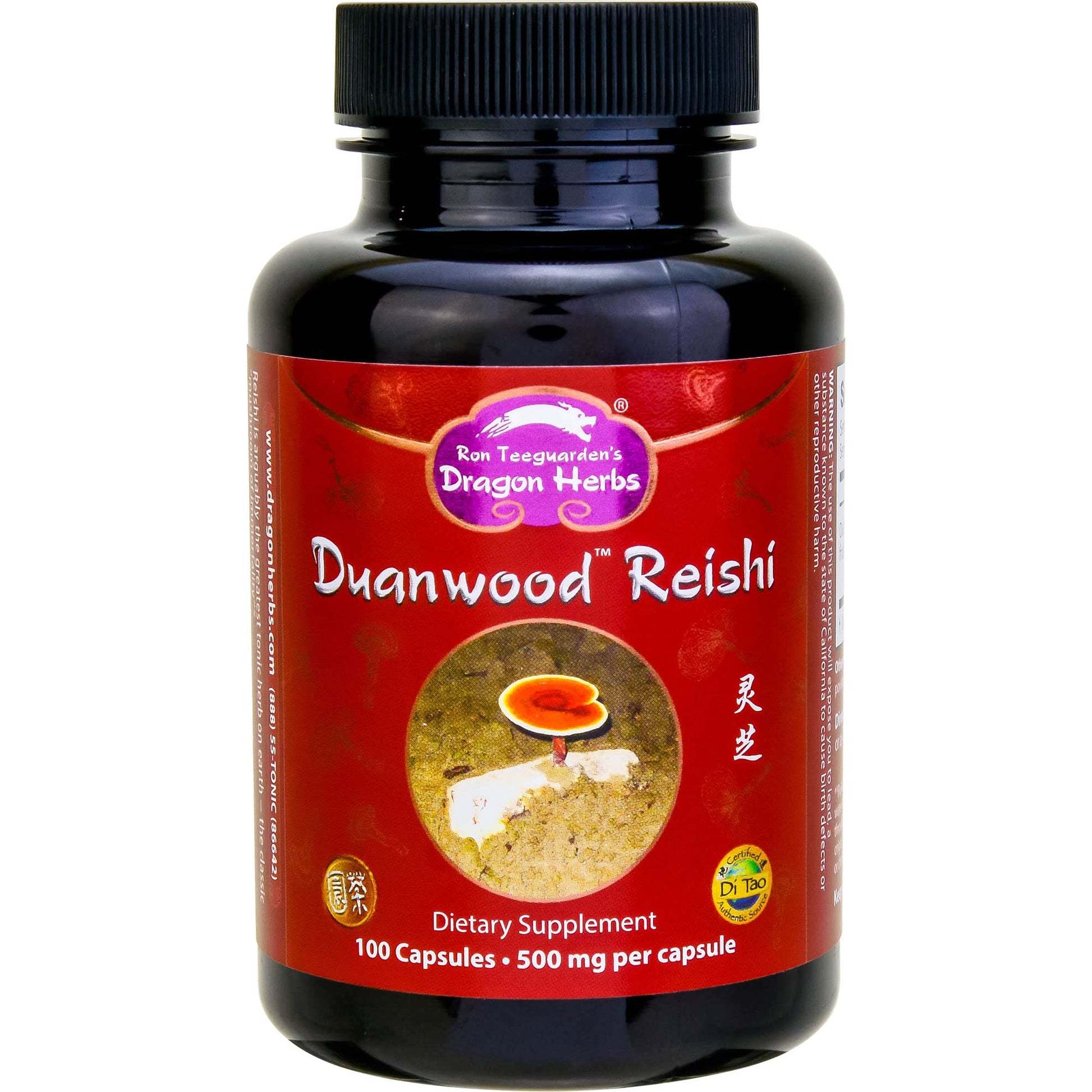 Dragon Herbs Duanwood Reishi Capsules, 100 Count
