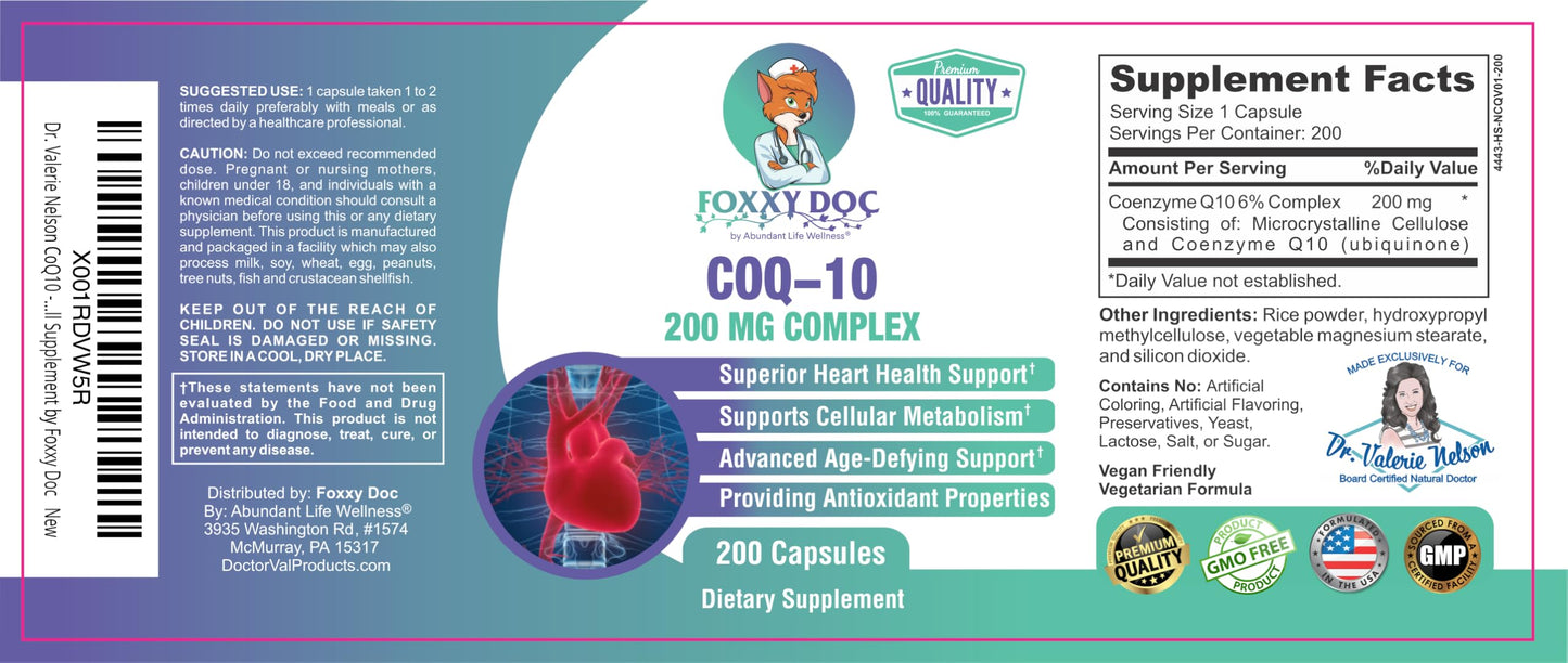 Dr. Valerie Nelson CoQ10 Capsules 200 Count