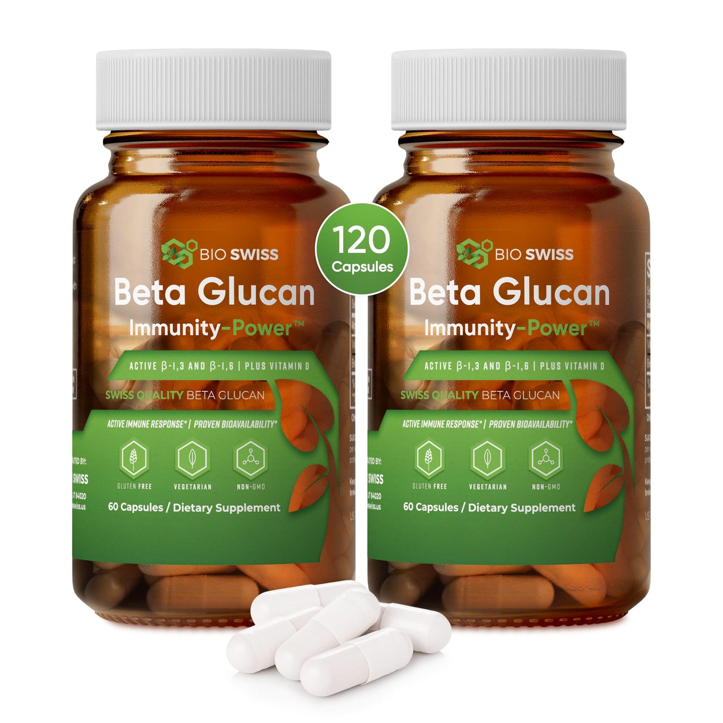 Bio Schwiiz Beta Glucan Immunity Power 1,3D-1,6D Glucan with Vitamin D Capsules 120 Capsules