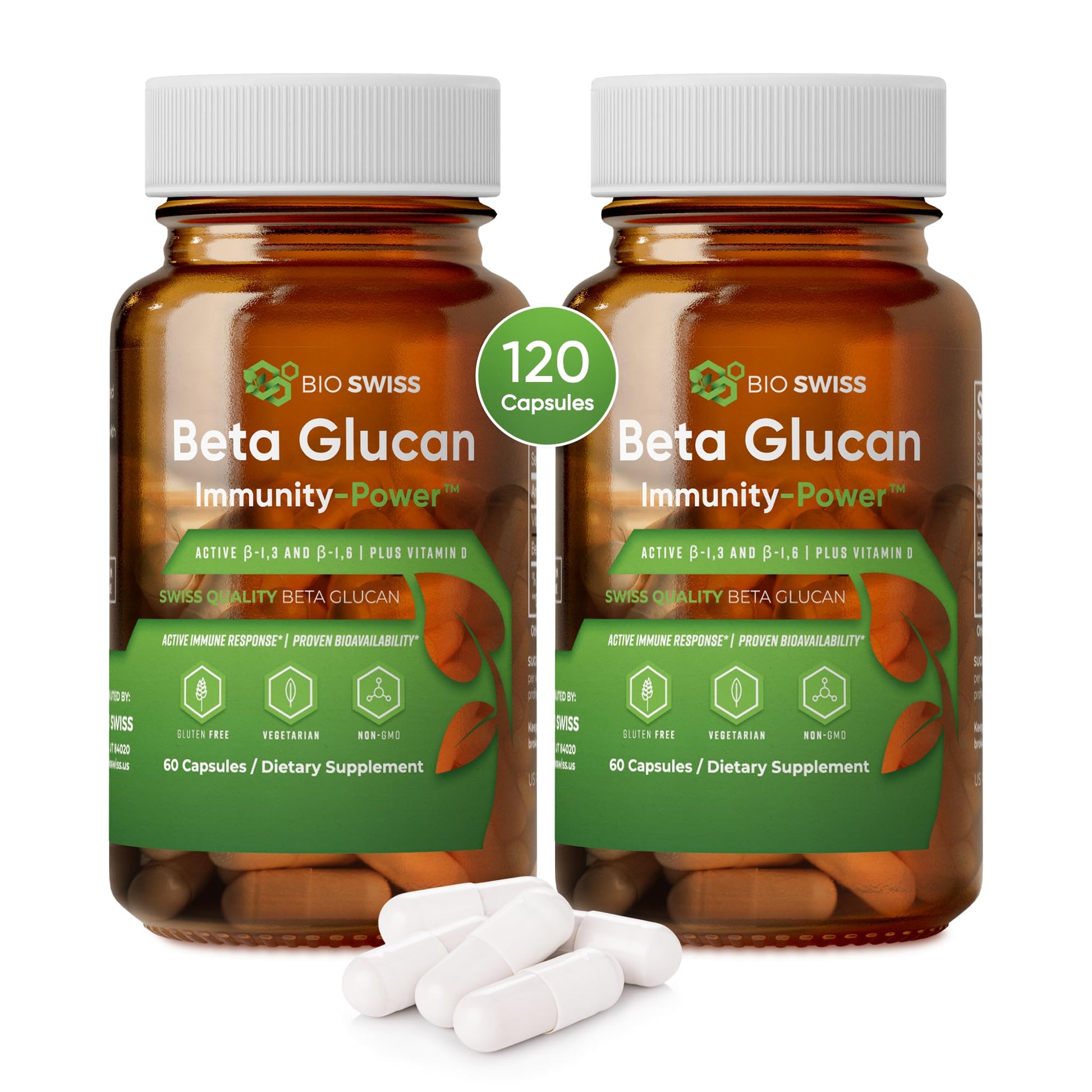Bio Schwiiz Beta Glucan Immunity Power 1,3D-1,6D Glucan with Vitamin D Capsules 120 Capsules