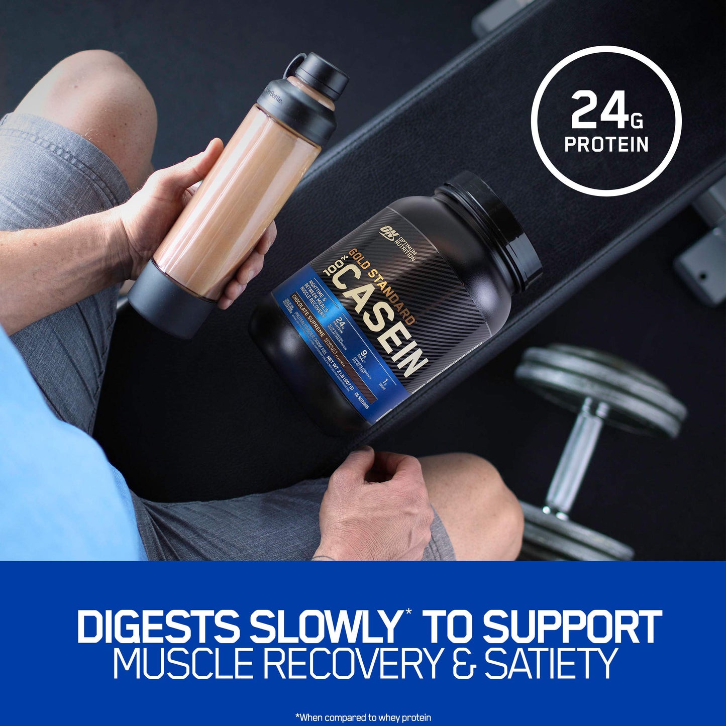 Optimum Nutrition Gold Standard 100% Micellar Casein Protein Powder, Slow Digesting, Helps Keep You Full, Overnight Muscle Recovery, Chocolate Peanut Butter, 256 Servings