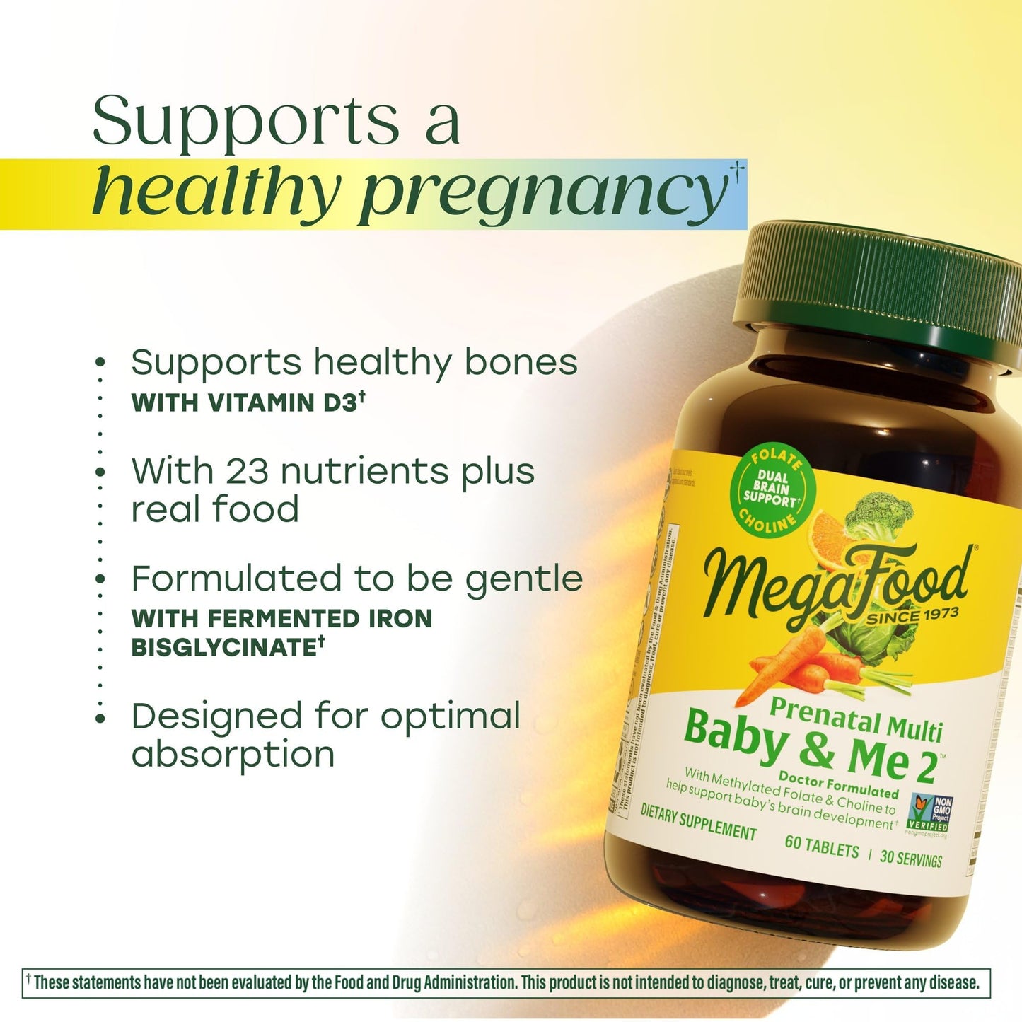 MegaFood Baby & Me 2 Prenatal Vitamin and Minerals, 120 Tablets