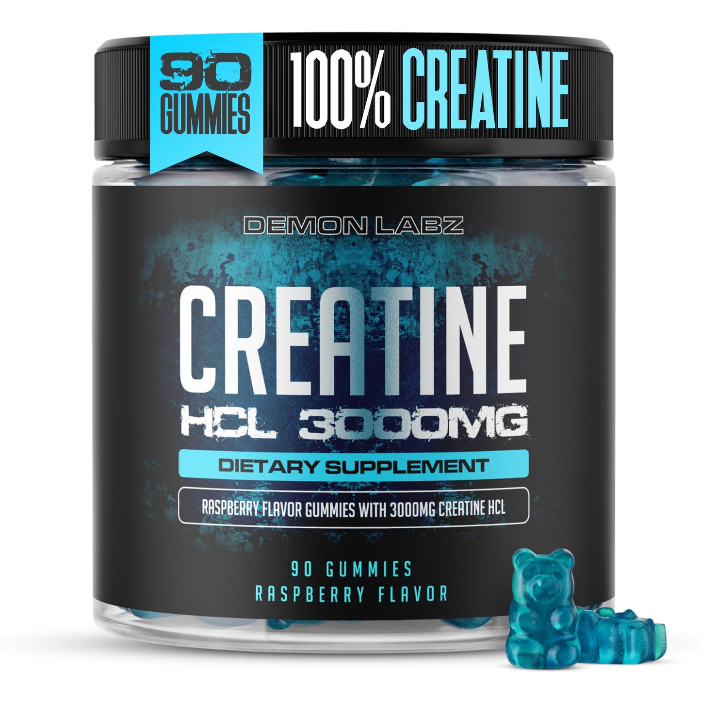 Demon Labz Creatine HCl Gummies 3000mg Per Serving, Raspberry Flavor, 90 Gummies