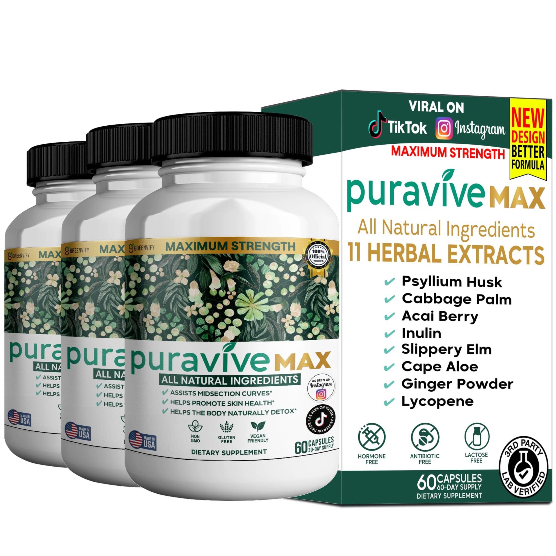 GREENVIFY Puravive MAX Natural Dietary Supplement 60 Capsules