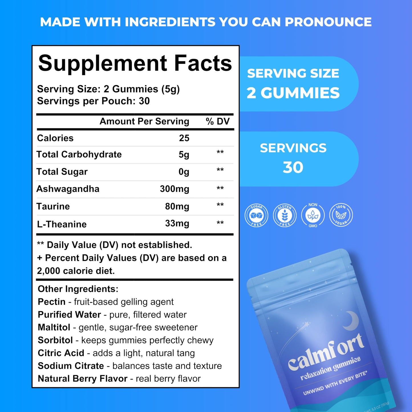 Calmfort Natural Relaxation Gummies, 60 Count