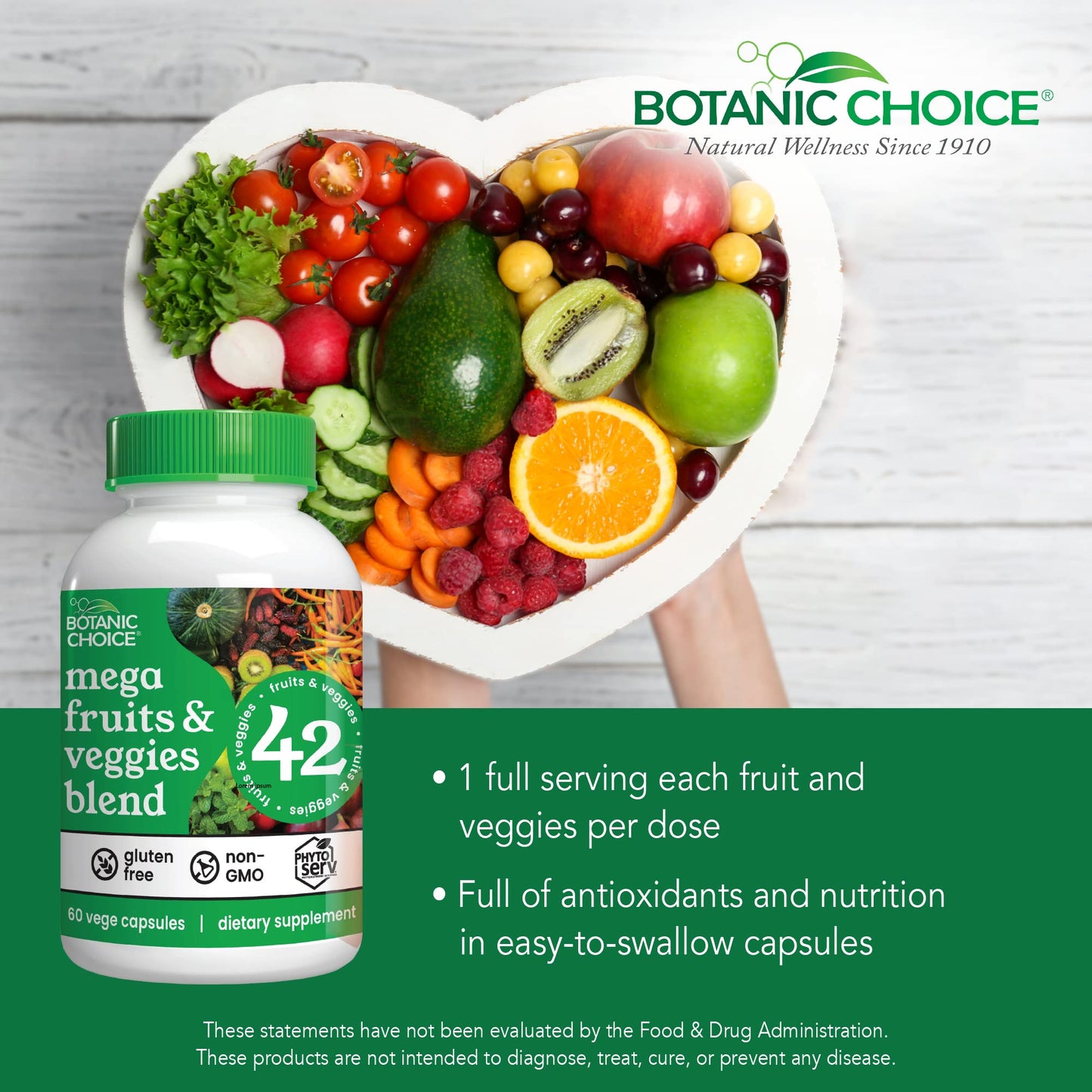 Botanic Choice Mega Fruits and Veggies Blend + Aloe Vera Bundle Capsules, 2-Pack