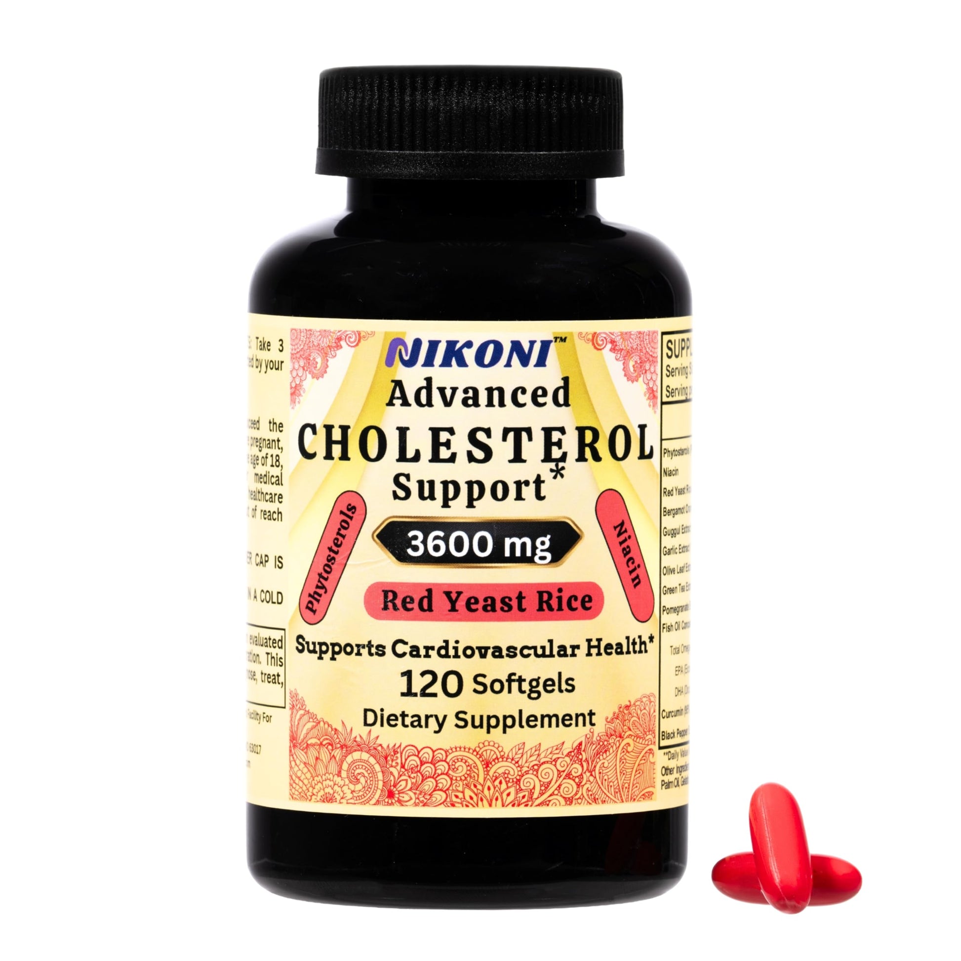 Nikoni Advanced Cholesterol Support 3600 mg Plant Sterols with 14-in-1 Supplement Softgels, 120 Count