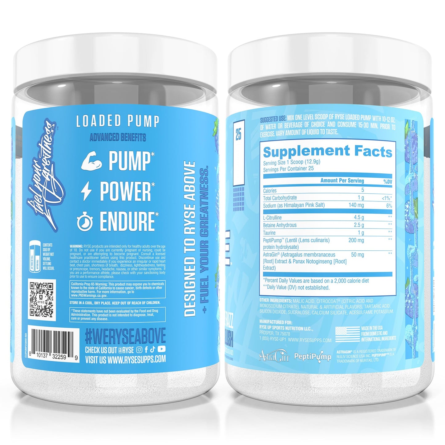 RYSE Up Supplements Ryse Loaded Pump Pre Workout Powder 11.3 oz